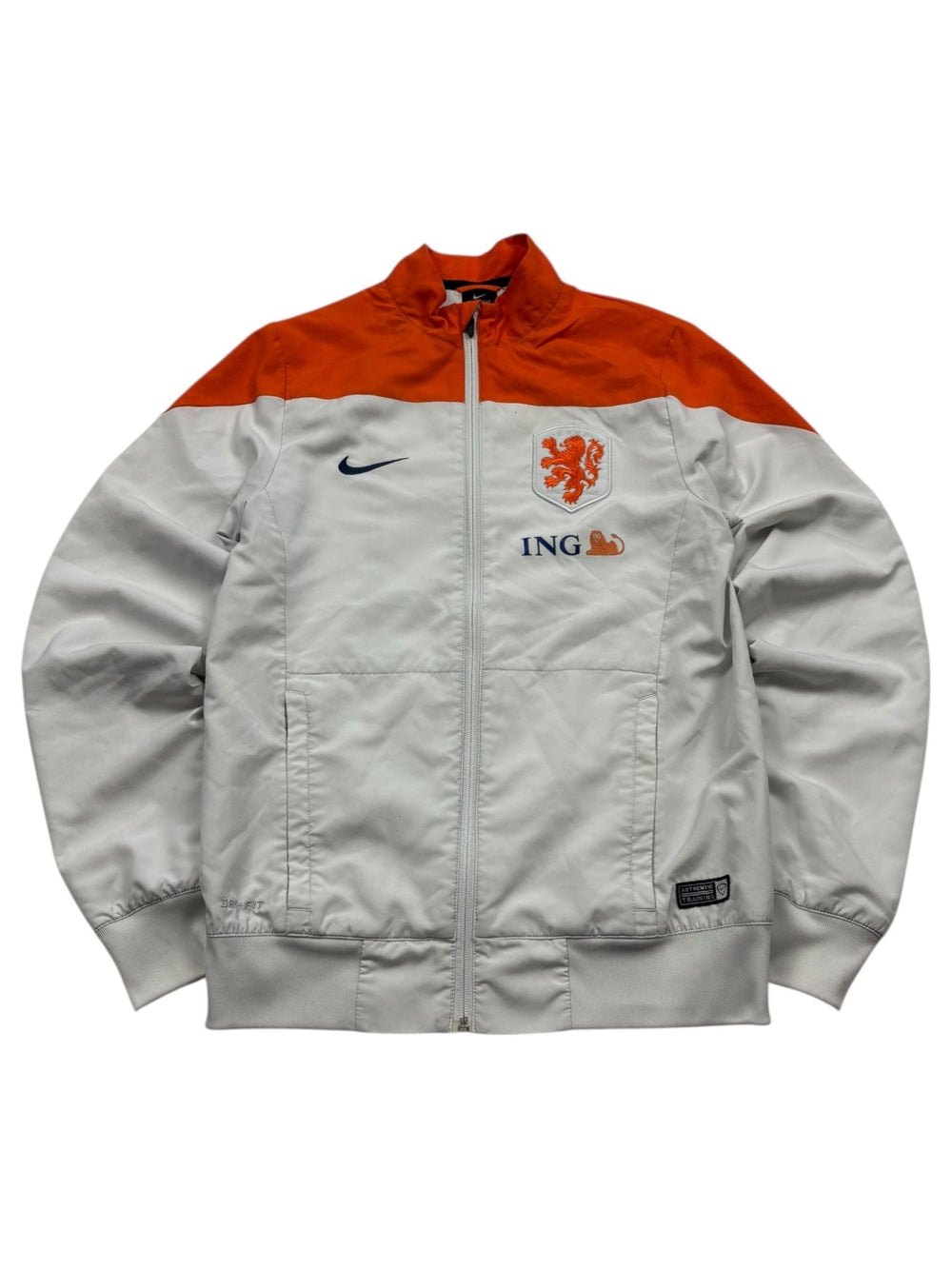 Nike Niederlande Trackjacket - Creme/Orange (XS) - PKeyVintage