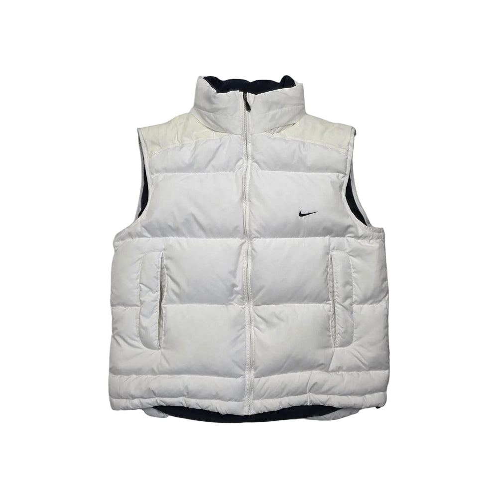Nike Small Swoosh Vintage Pufferweste – Weiß (M) - PKeyVintage