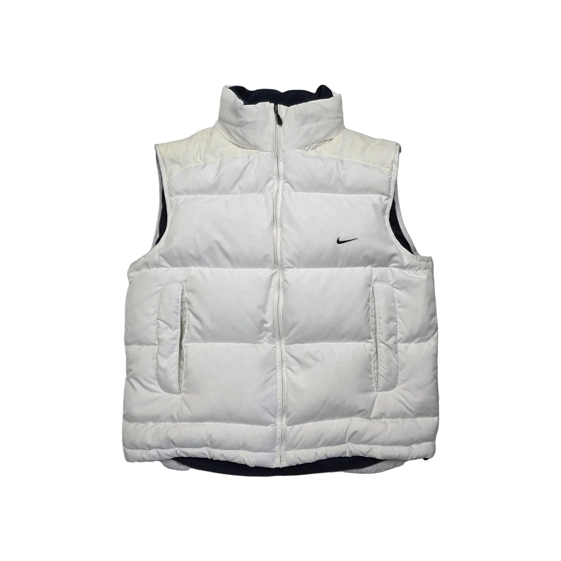 Nike Small Swoosh Vintage Pufferweste – Weiß (M) - PKeyVintage
