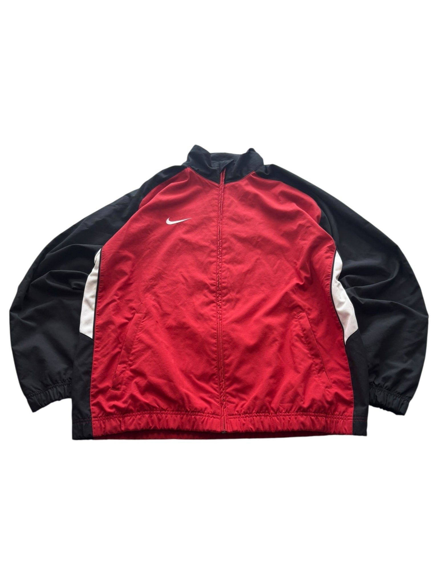Rot-schwarze Nike Small Swoosh Vintage Trackjacket in Größe L