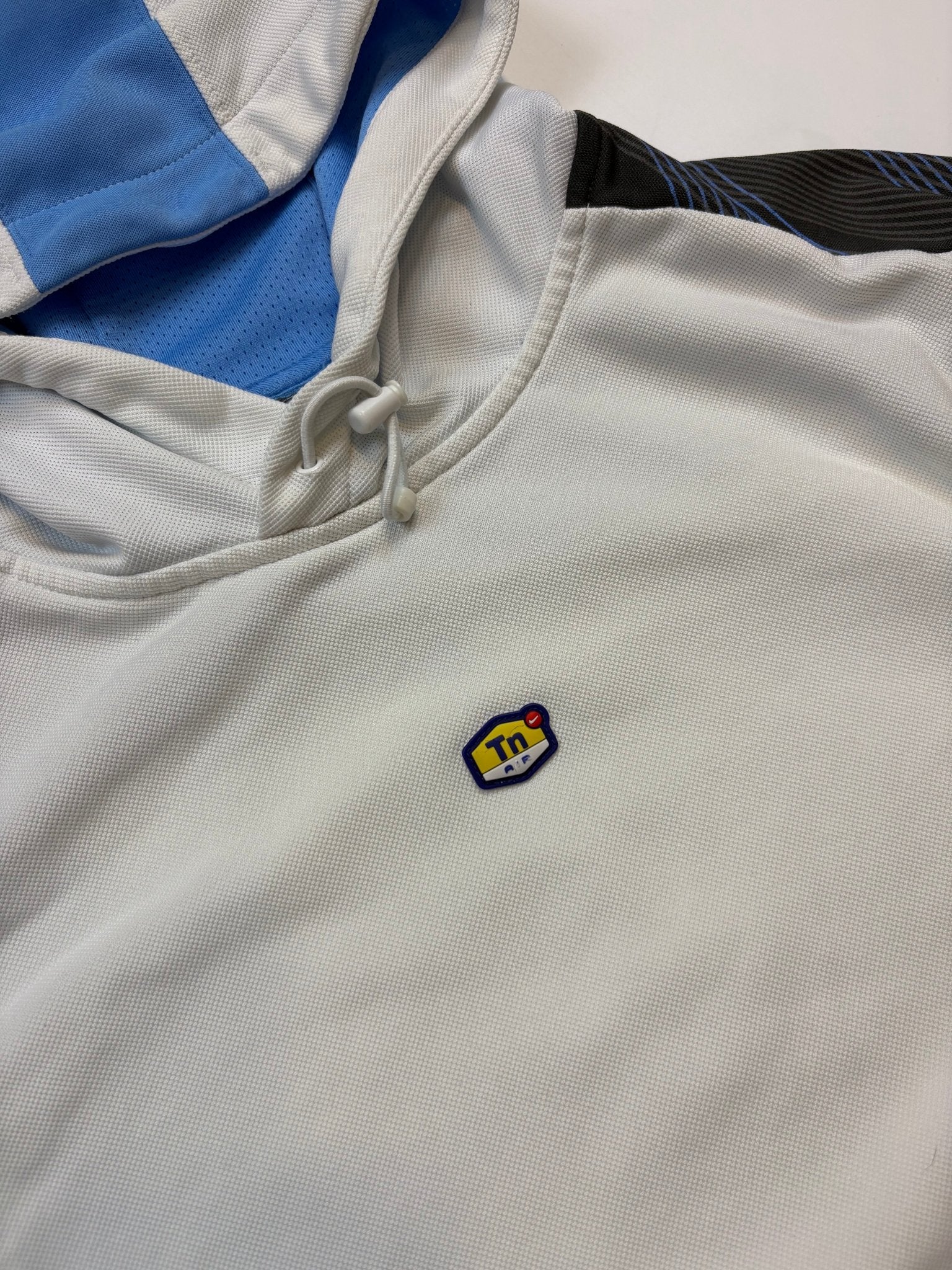 Nike TN Air Vintage Hoodie – Weiß/Hellblau (S) - PKeyVintage