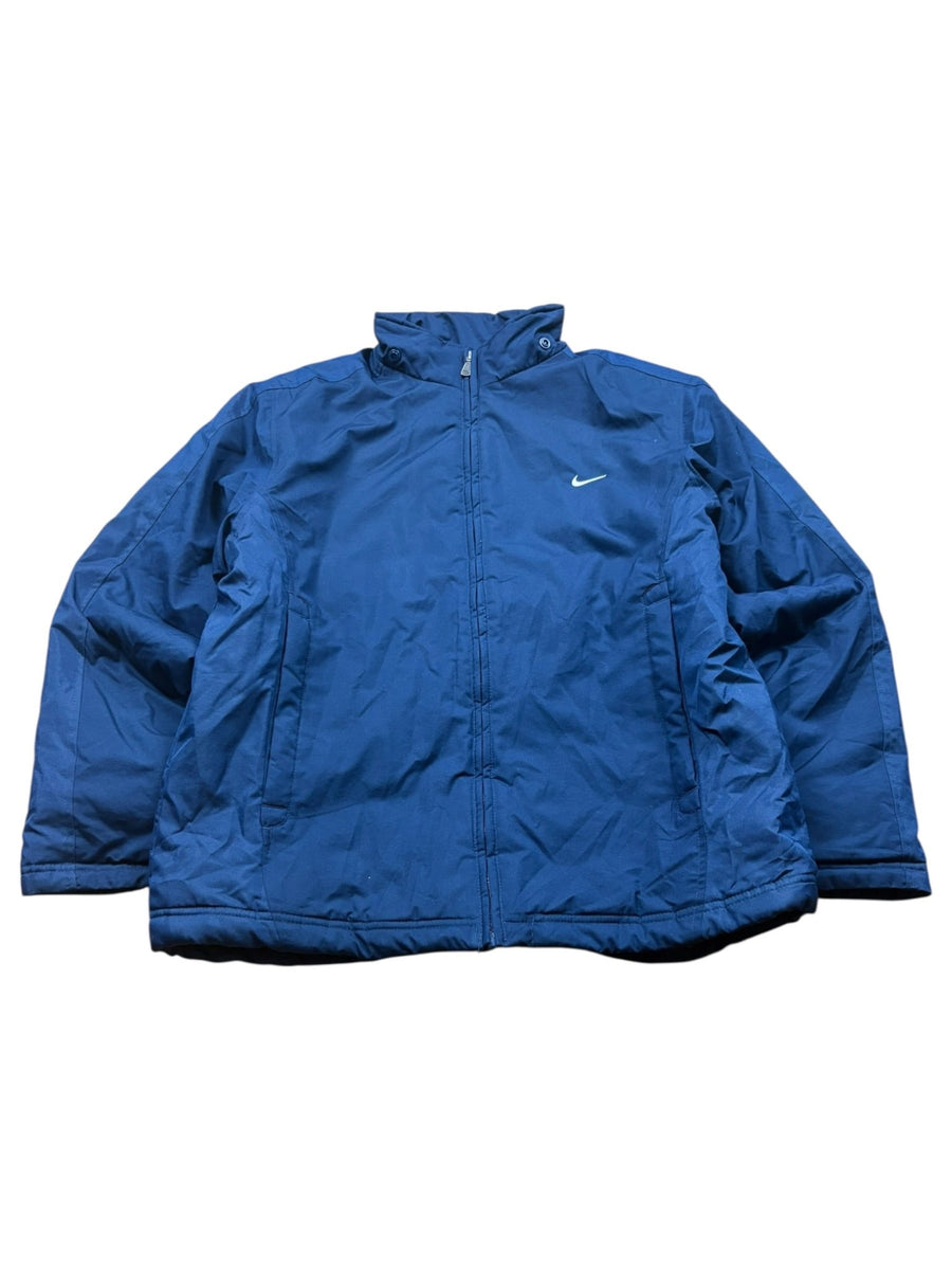 Nike Swoosh Backprint Vintage Pufferjacke in Navy – Vorderansicht