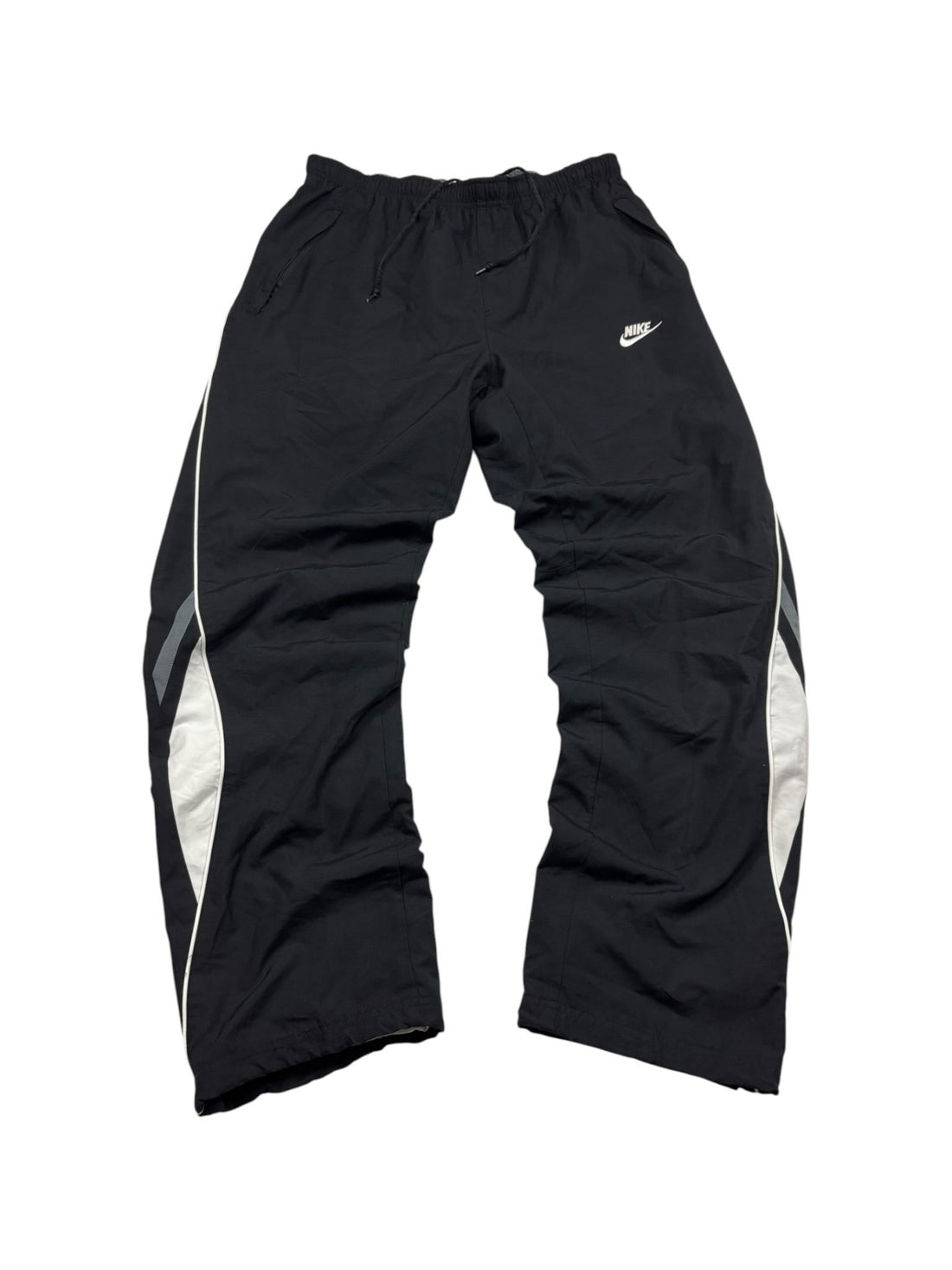 Nike Y2K Baggy Vintage Trainingshose Side Panel – Schwarz/Grau (M) - PKeyVintage