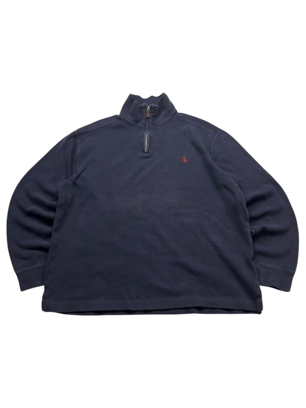 Polo Ralph Lauren Half-Zip Vintage Sweater in Navy mit rotem Brustlogo und Stehkragen