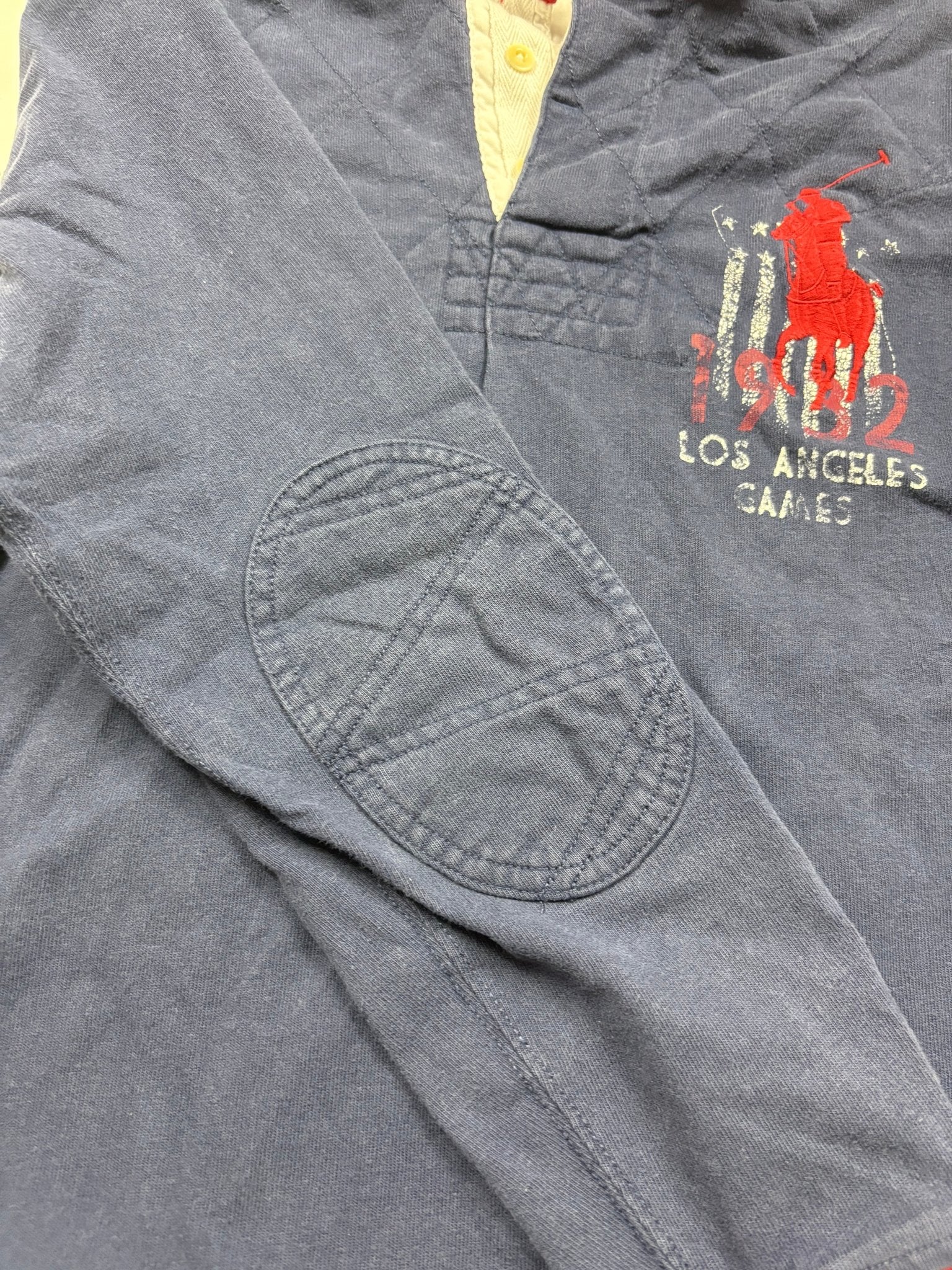 Polo Ralph Lauren 1932 Big Pony Vintage Langarm - Poloshirt – Navy/Rot (M) - PKeyVintage