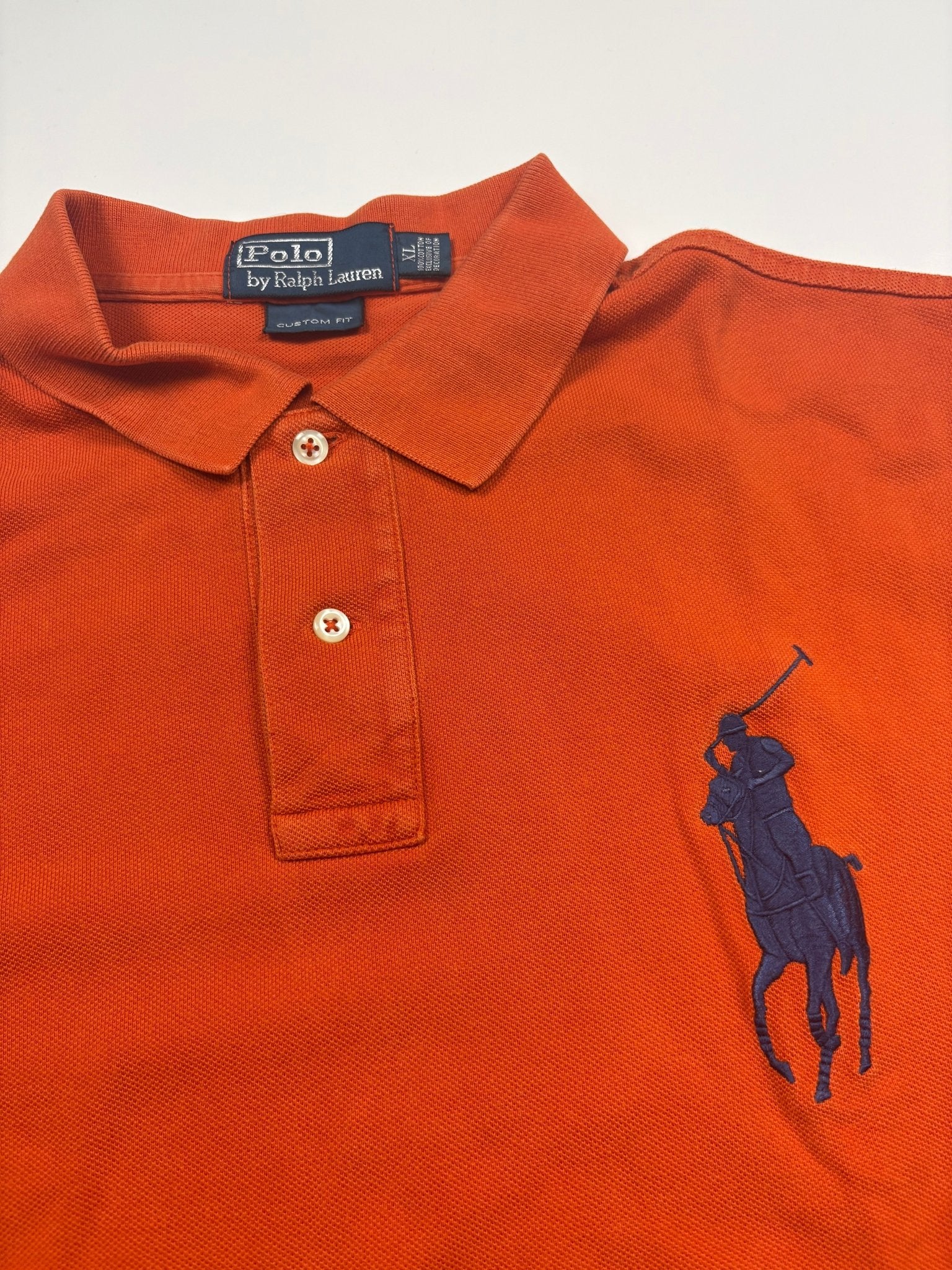 Polo Ralph Lauren Big Pony Custom Fit Vintage Poloshirt – Orange (XL) - PKeyVintage