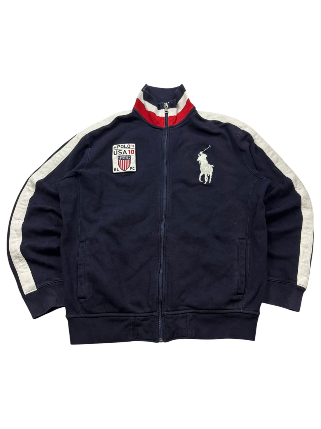 Polo Ralph Lauren Big Pony USA 10 Vintage Zip - Jacke – Navy (L) - PKeyVintage