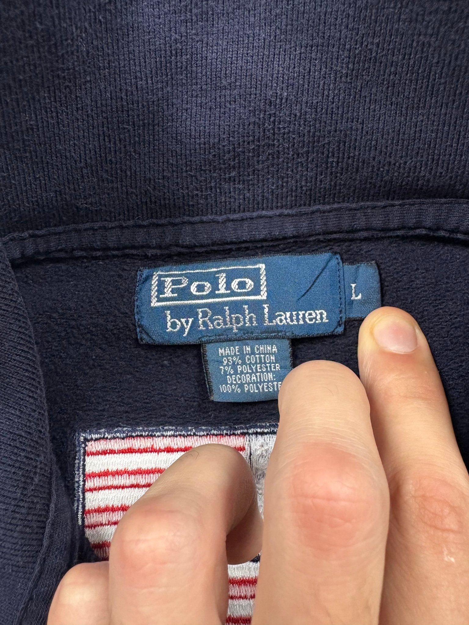 Polo Ralph Lauren Big Pony USA 10 Vintage Zip - Jacke – Navy (L) - PKeyVintage