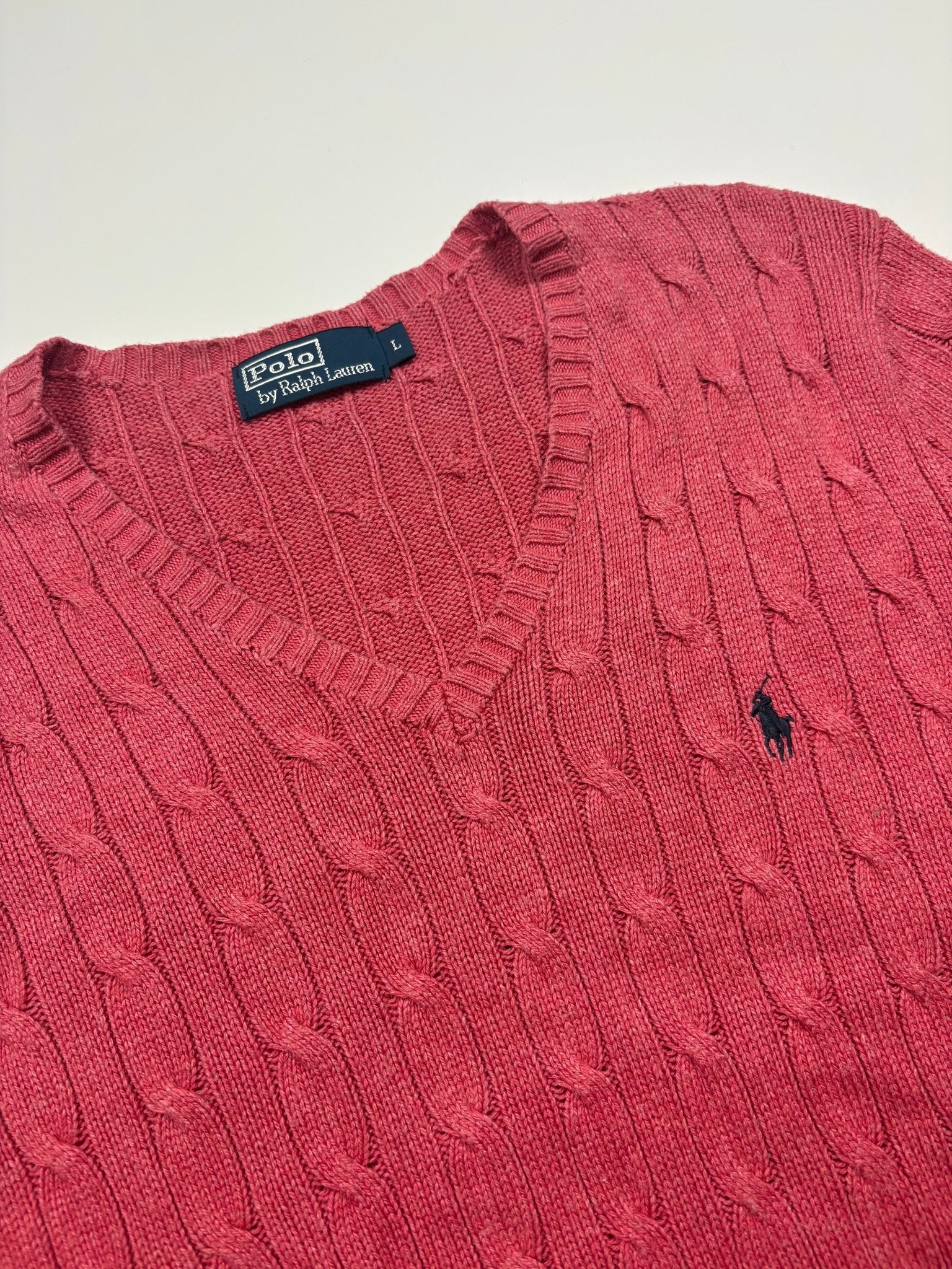 Polo Ralph Lauren Cable - Knit Vintage Strickpullover – Rosé (L) - PKeyVintage