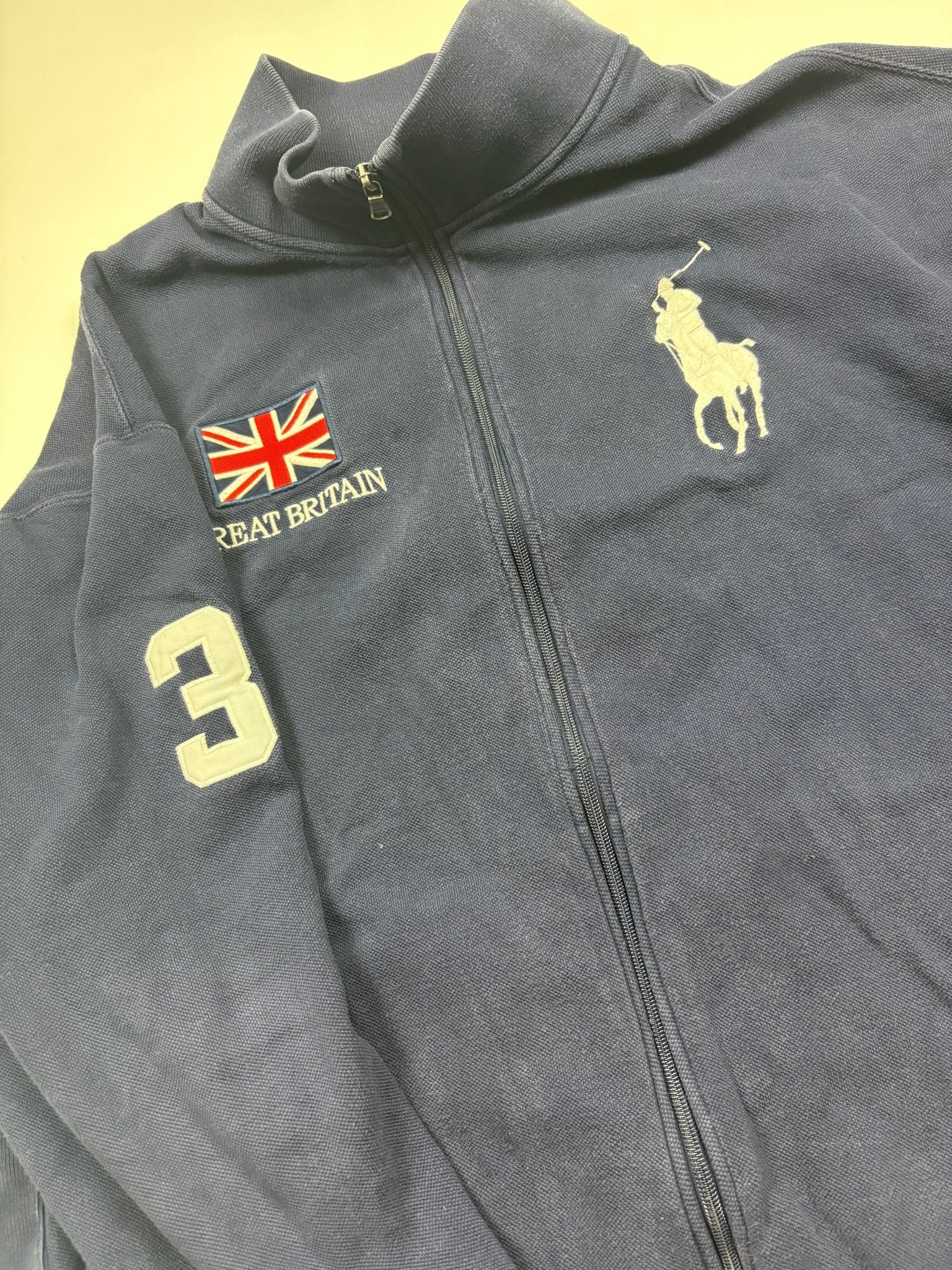 Polo Ralph Lauren Great Britain Big Pony Vintage Sweatjacke – Navy (2XL) - PKeyVintage