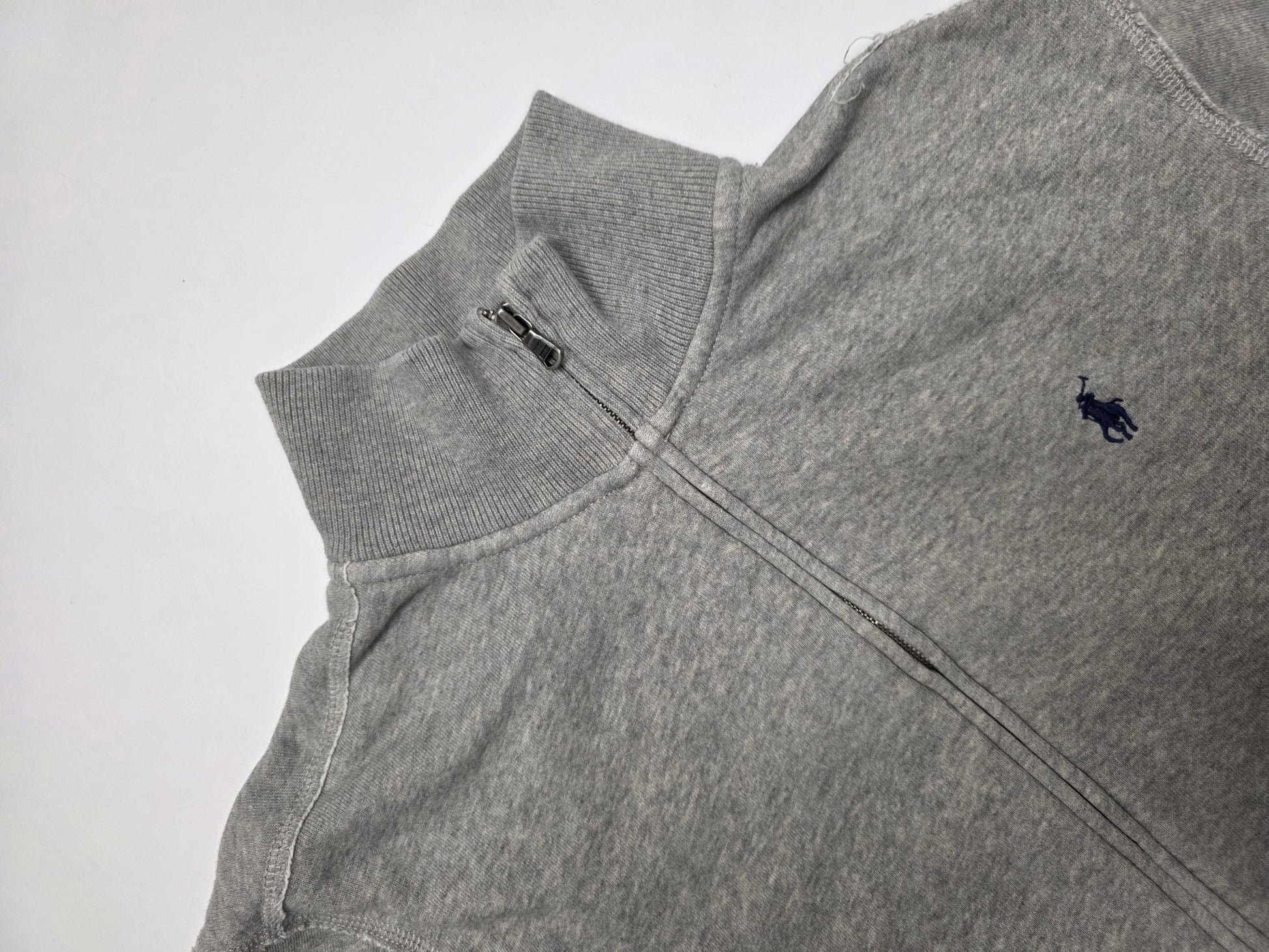 Polo Ralph Lauren Logo - Stick Vintage Zip Sweater – Grau (XL) - PKeyVintage