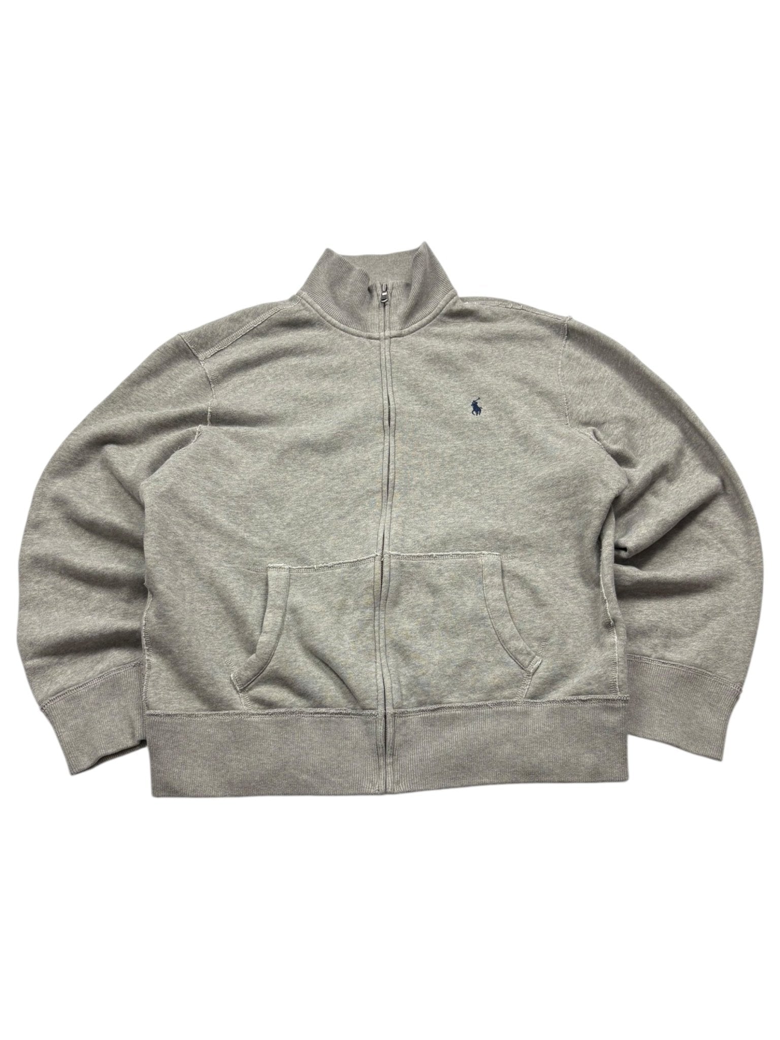 Polo Ralph Lauren Logo - Stick Vintage Zip Sweater – Grau (XL) - PKeyVintage