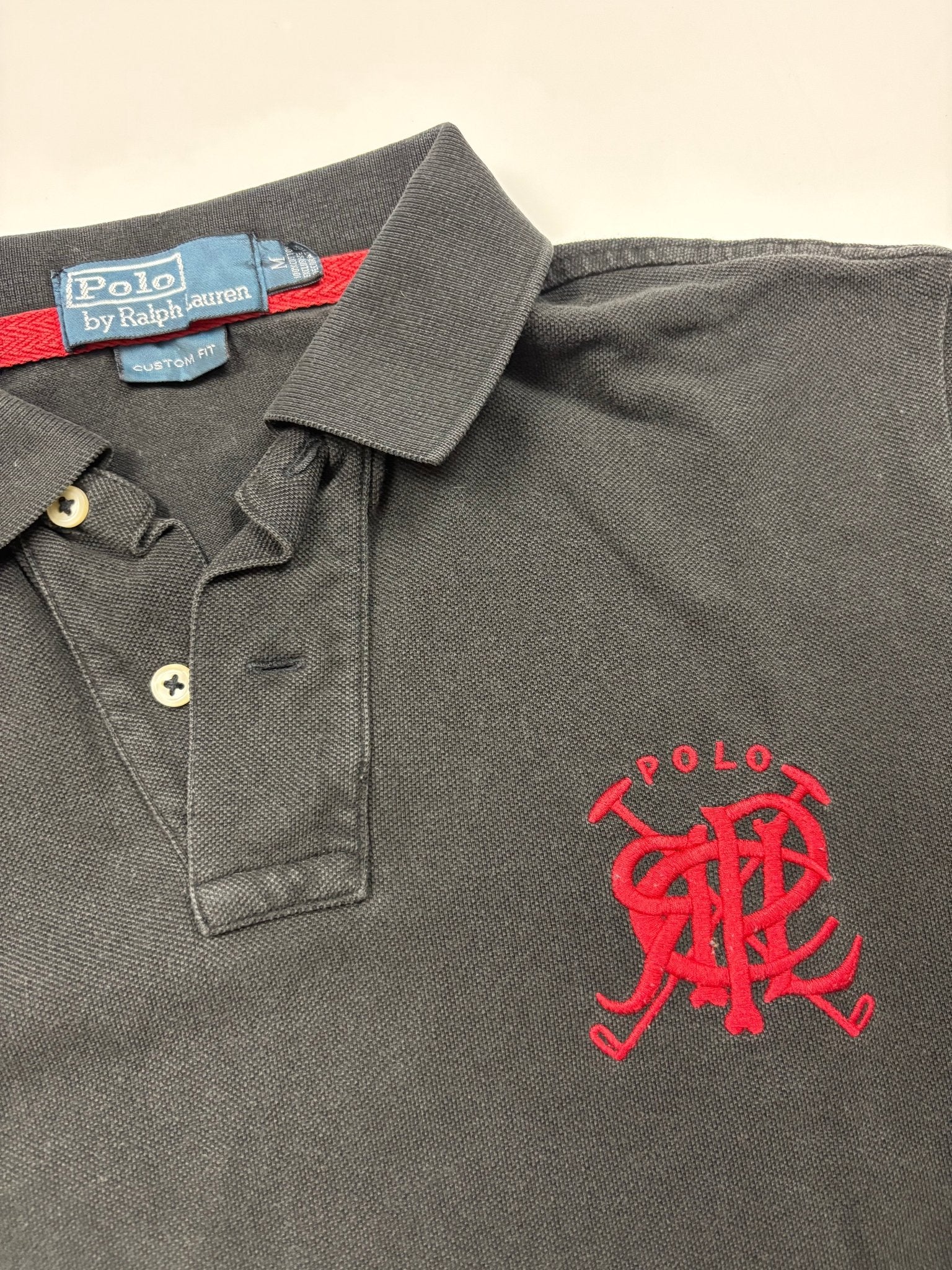 Polo Ralph Lauren Monogramm Vintage Poloshirt – Schwarz (M) - PKeyVintage