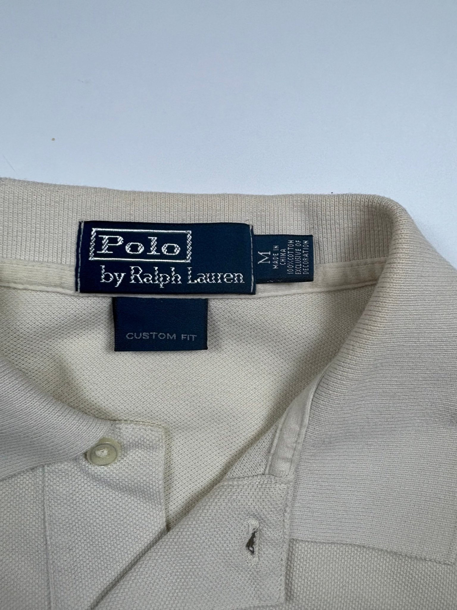 Polo Ralph Lauren Polo - Spieler Stickerei Vintage Poloshirt – Creme (M) - PKeyVintage