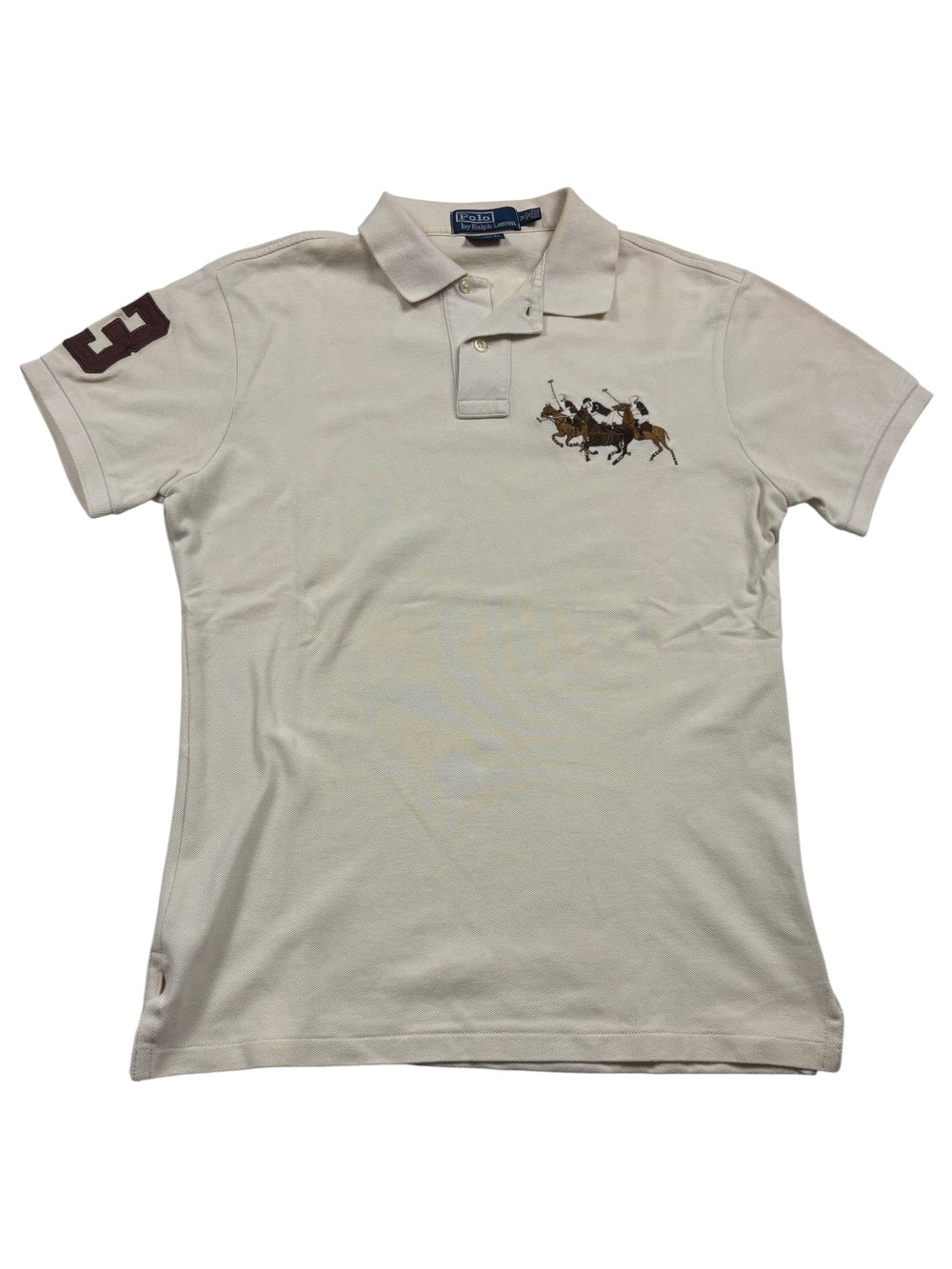 Polo Ralph Lauren Polo - Spieler Stickerei Vintage Poloshirt – Creme (M) - PKeyVintage