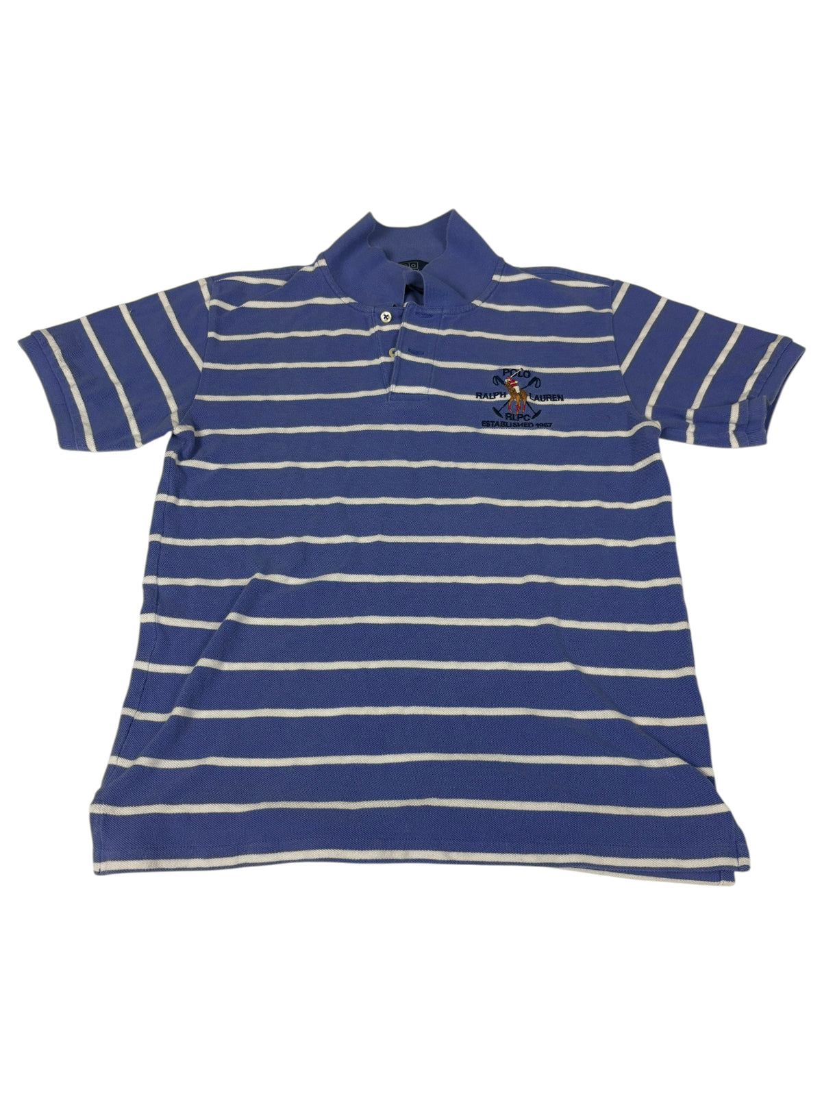 Polo Ralph Lauren RLPC Crest Vintage Poloshirt in Blau mit weißen Streifen – Vorderansicht