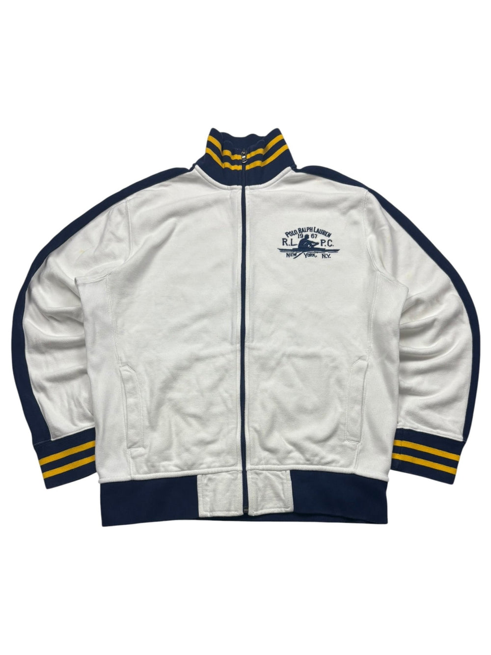 Polo Ralph Lauren RLPC Vintage Sweatjacke – Weiß/Navy (L) - PKeyVintage