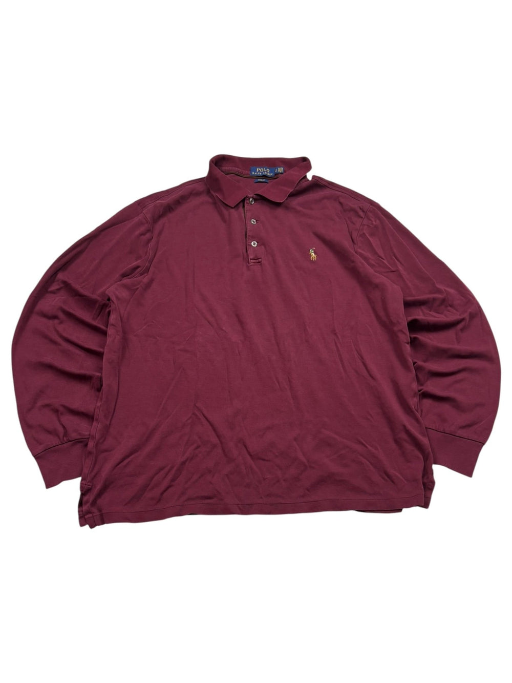 Polo Ralph Lauren Vintage Langarm - Poloshirt Small Pony – Bordeaux (XL) - PKeyVintage