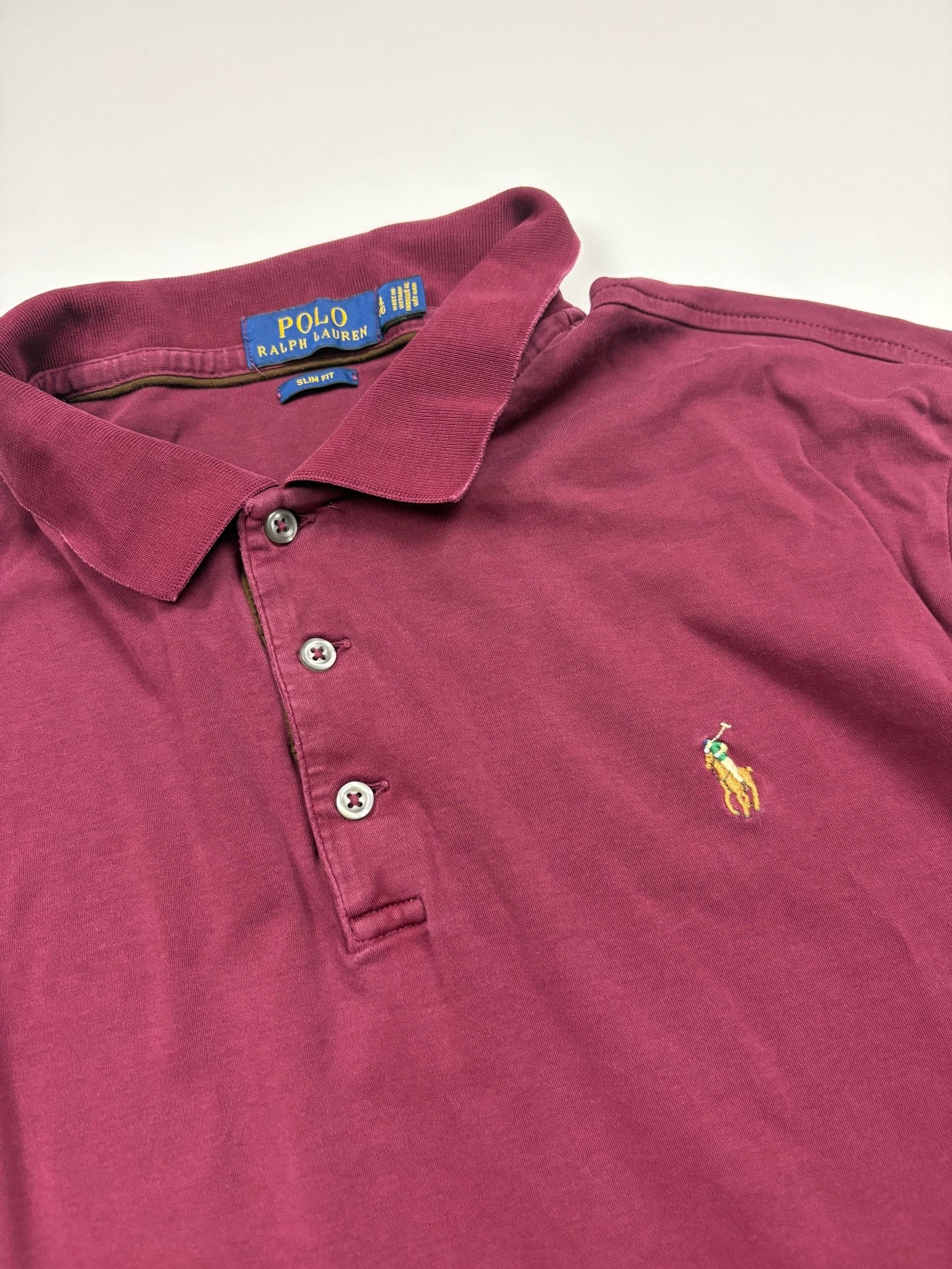 Polo Ralph Lauren Vintage Langarm - Poloshirt Small Pony – Bordeaux (XL) - PKeyVintage