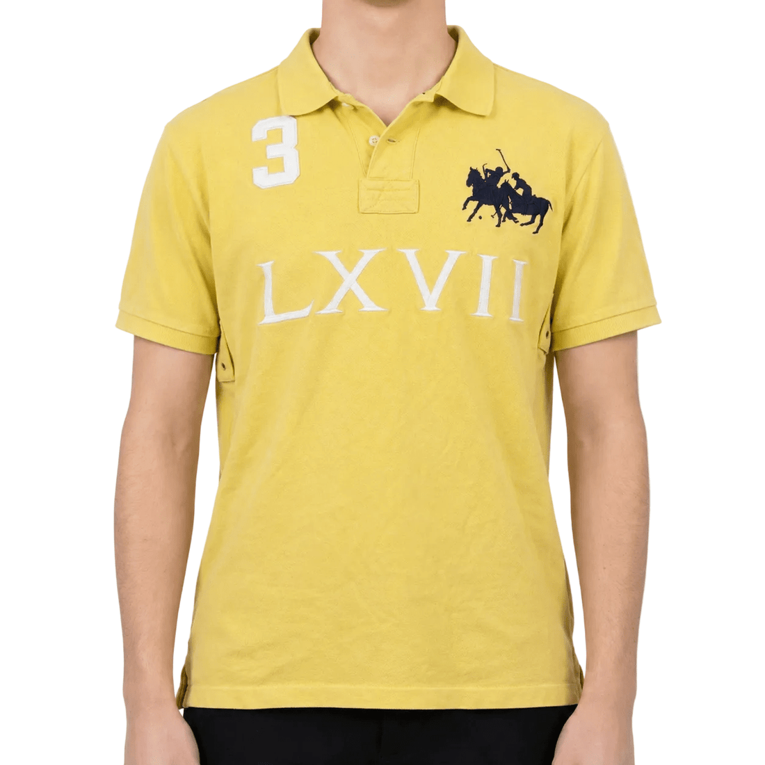 Polo Ralph Lauren Vintage Polo Gelb mit Big Pony – Größe L - PKeyVintage