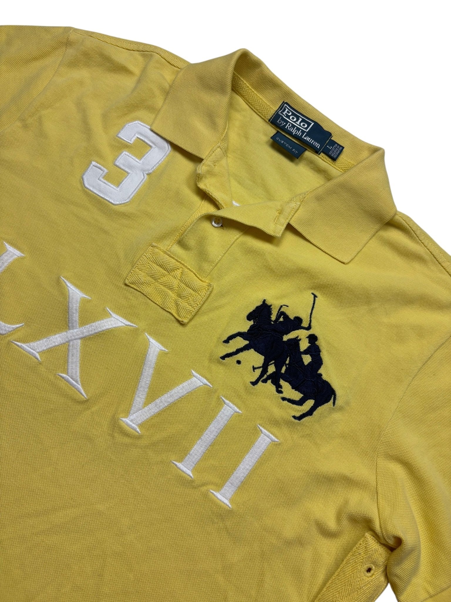 Polo Ralph Lauren Vintage Polo Gelb mit Big Pony – Größe L - PKeyVintage