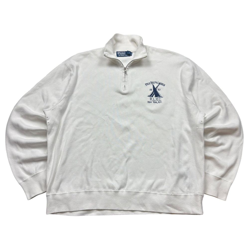 Polo Ralph Lauren Vintage RLYC Half Zip Weiß XXL Frontansicht