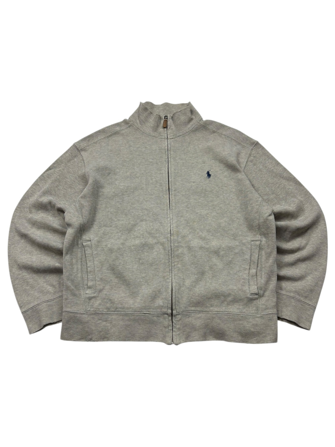 Polo Ralph Lauren Zipper Grau Größe L – Frontansicht mit kleinem Pony-Logo auf der Brust