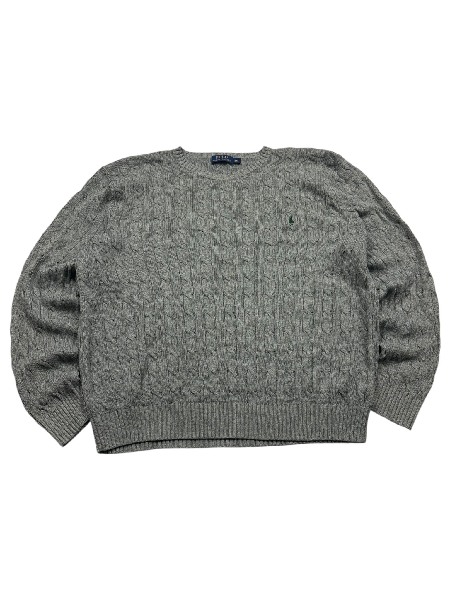 Polo Ralph Lauren Zopfmuster Vintage Strickpullover – Grau (XXL) - PKeyVintage