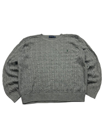Polo Ralph Lauren Zopfmuster Vintage Strickpullover – Grau (XXL) - PKeyVintage