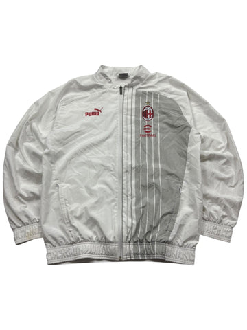 Puma AC Mailand Vintage Trackjacket Weiß/Grau/Rot Größe M Frontansicht mit Wappen und Puma-Logo