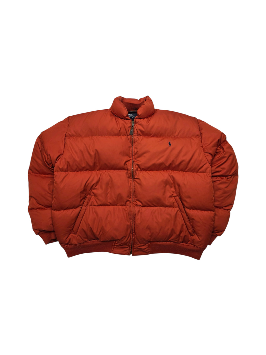 Vintage Ralph Lauren Daunenjacke in Rostrot, klassische Pufferjacke mit cleanem Design