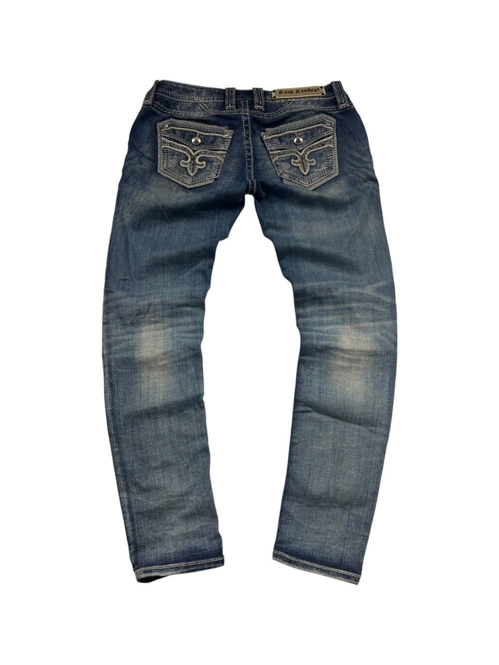 Rock Revival Embroidered Y2K Vintage Skinny Jeans – Blau (27) - PKeyVintage