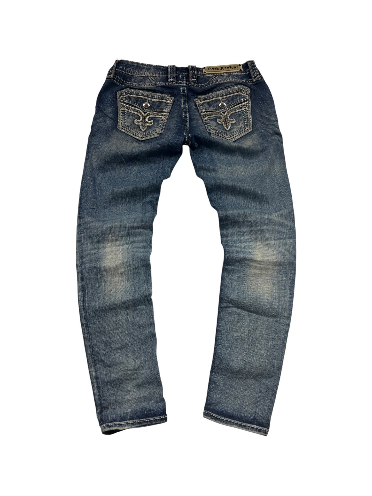 Rock Revival Embroidered Y2K Vintage Skinny Jeans – Blau (27) - PKeyVintage