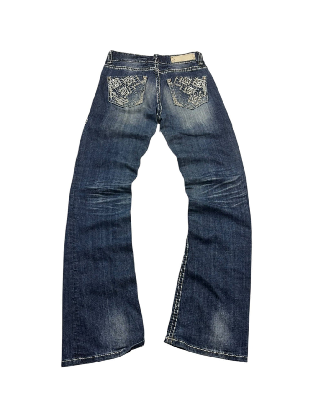 Rock & Roll Kontrastnaht Vintage Mid Rise Jeans – Blau (26x32) - PKeyVintage
