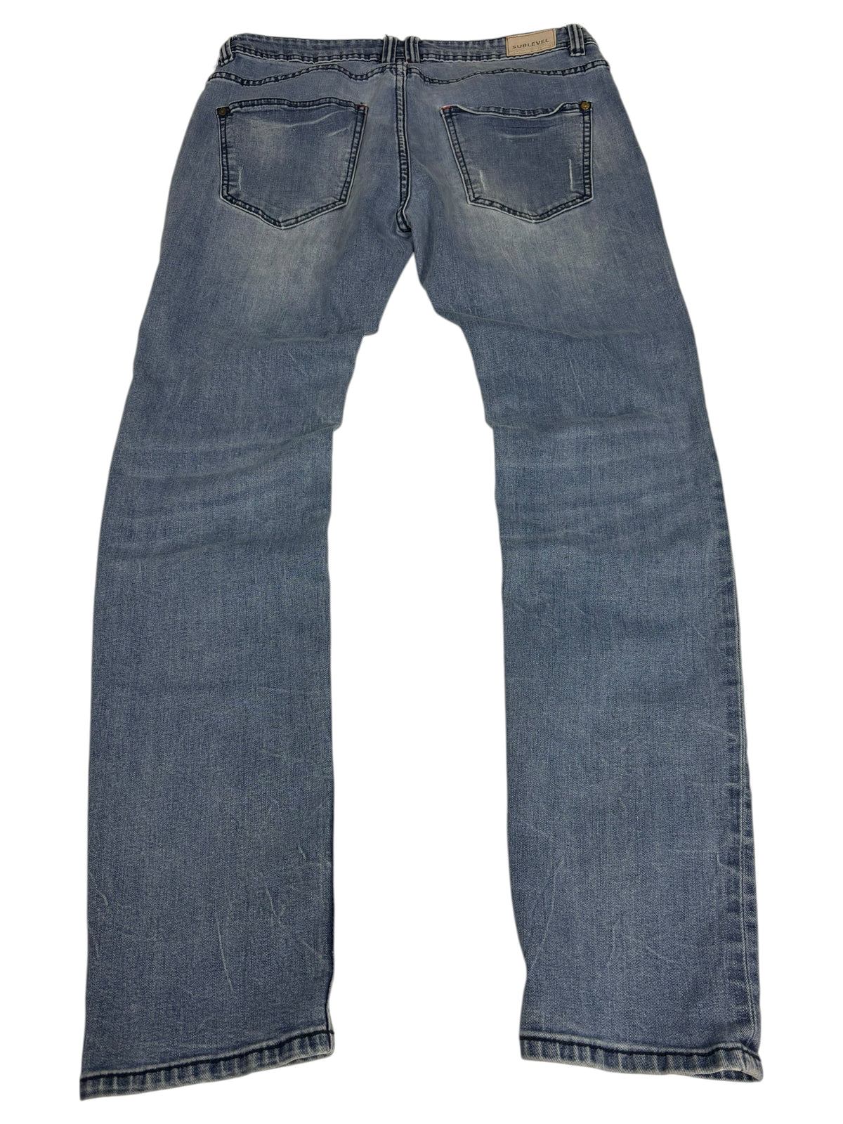 Sublevel Contrast Stitch Vintage Jeans in Washed Blue – Vorderansicht