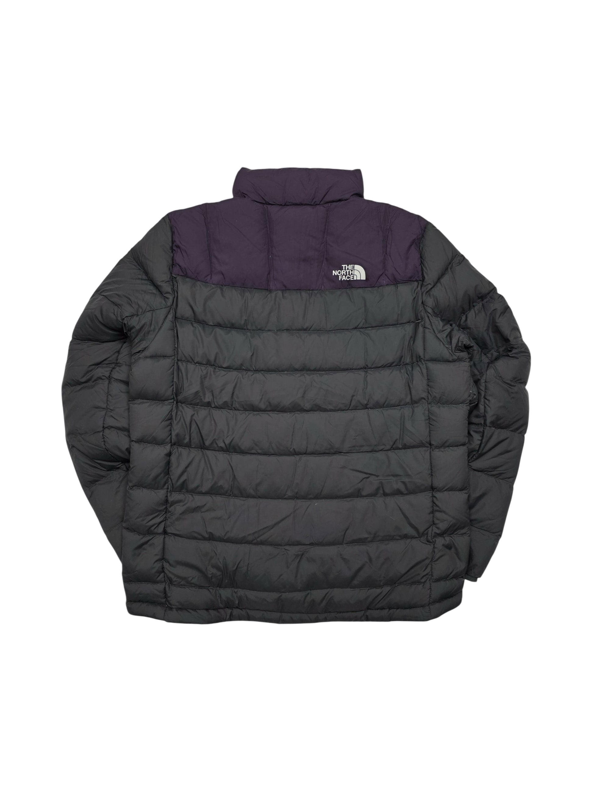 Rückansicht der Vintage The North Face 600 Puffer Jacke in Schwarz und Lila