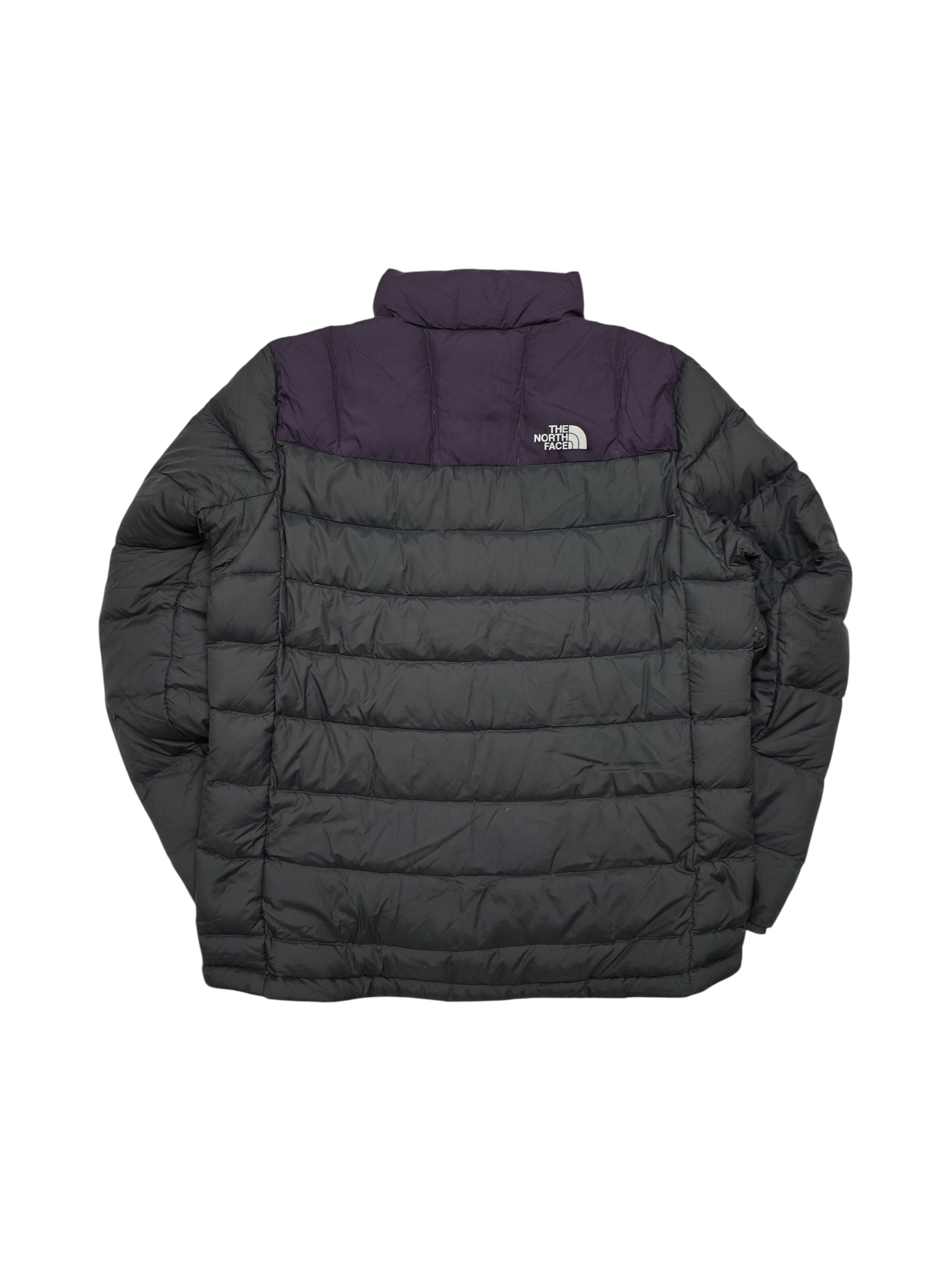 Rückansicht der Vintage The North Face 600 Puffer Jacke in Schwarz und Lila