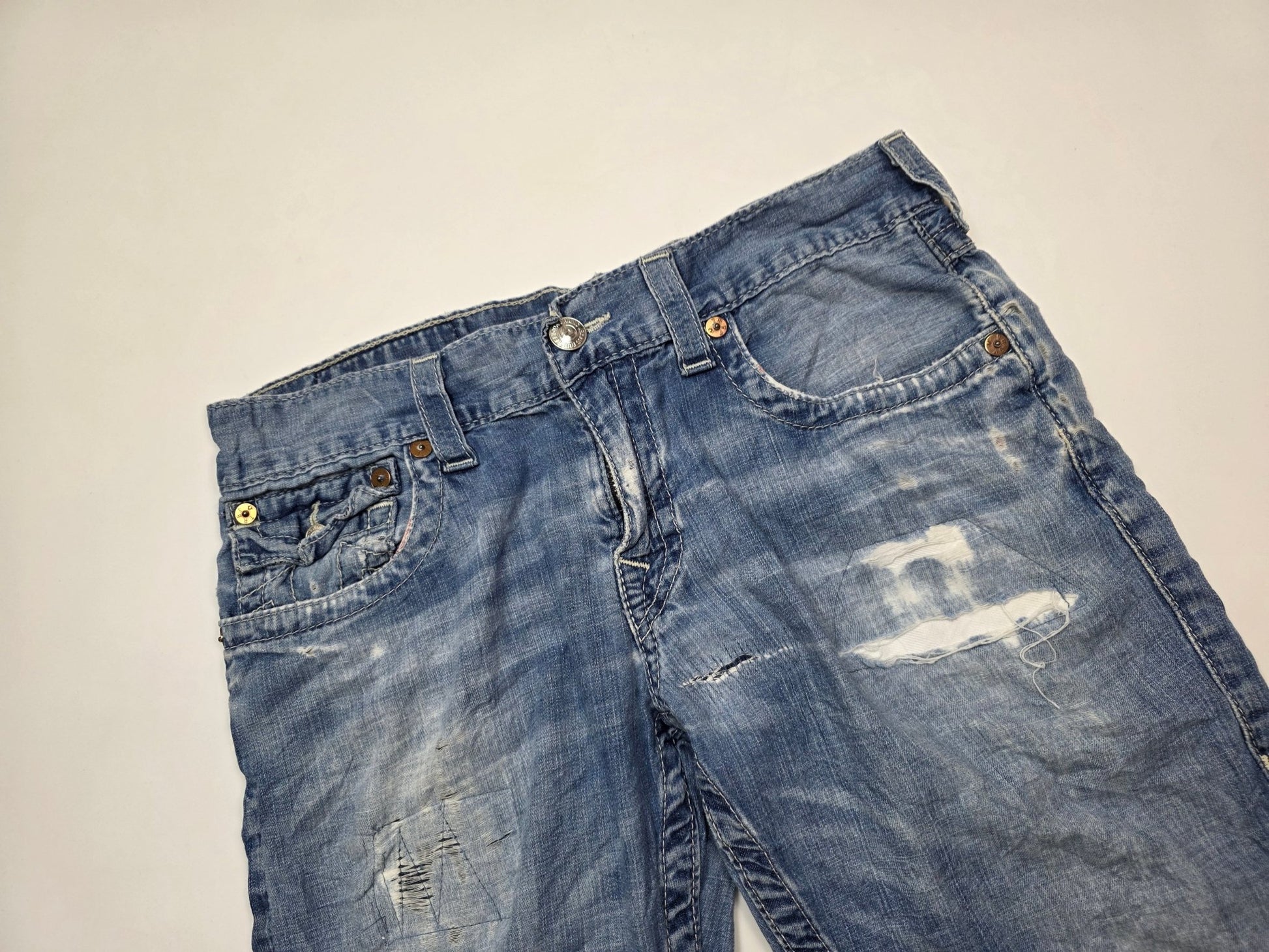 True Religion Ripped Straight Vintage Jeans – Blau (31) - PKeyVintage