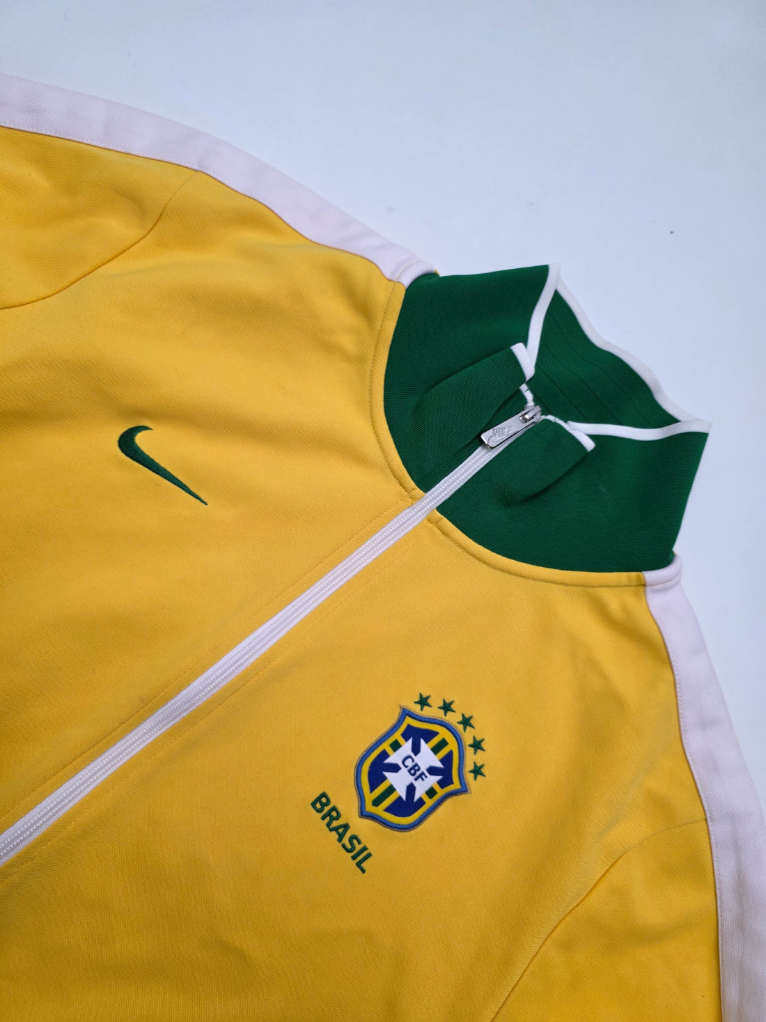 Vintage Nike Brasilien Track Jacket Gelb/Grün Größe XL – Vorder- und Rückansicht