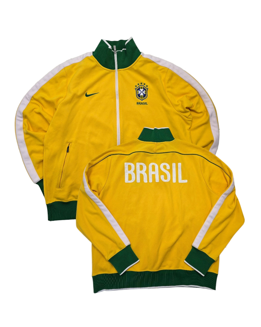 Vintage Nike Brasilien Track Jacket Gelb/Grün Größe XL – Vorder- und Rückansicht