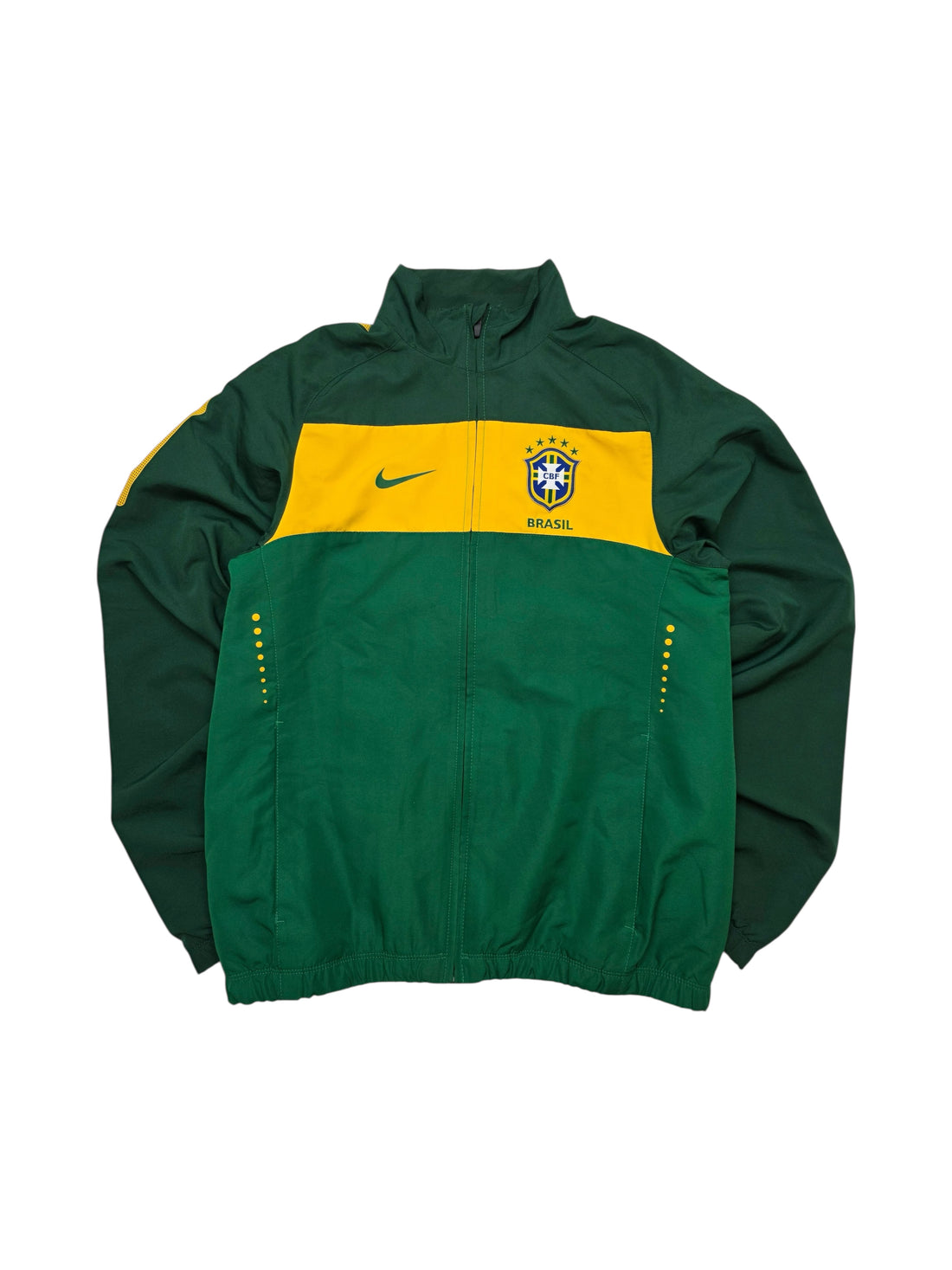 Vintage Nike Brasilien Track Jacket Grün/Gelb Größe S – Frontansicht