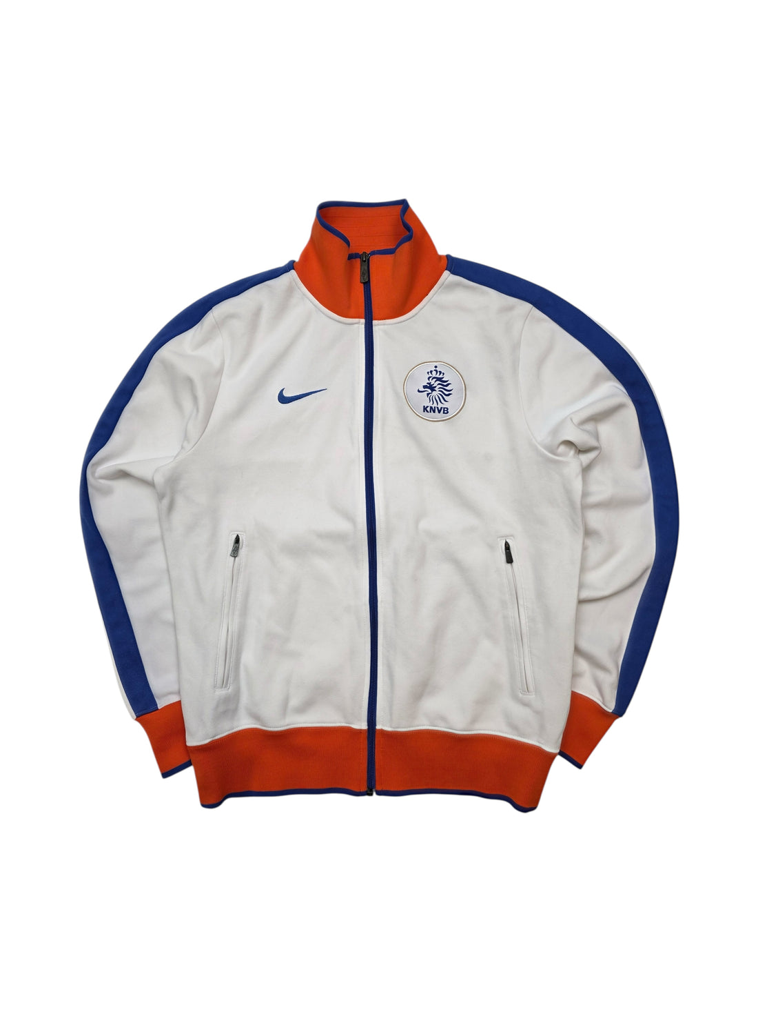 Vintage Nike Niederlande Track Jacket Weiß/Orange/Blau Größe S – Frontansicht