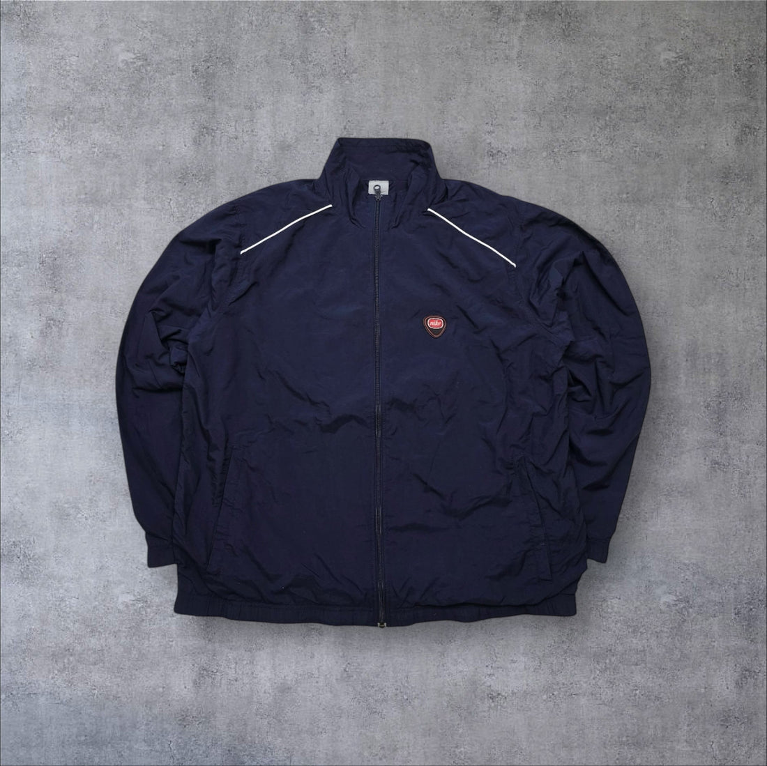 Vintage Nike Track Jacket Navy/Weiß Größe XL – Frontansicht