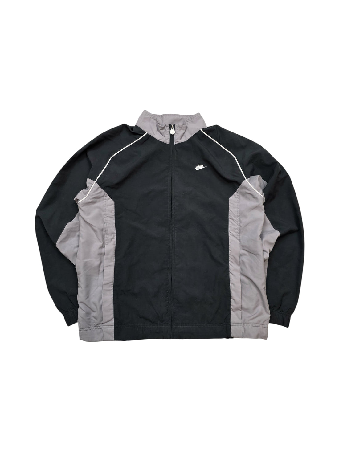 Vintage Nike Track Jacket Schwarz Grau Größe M – Frontansicht