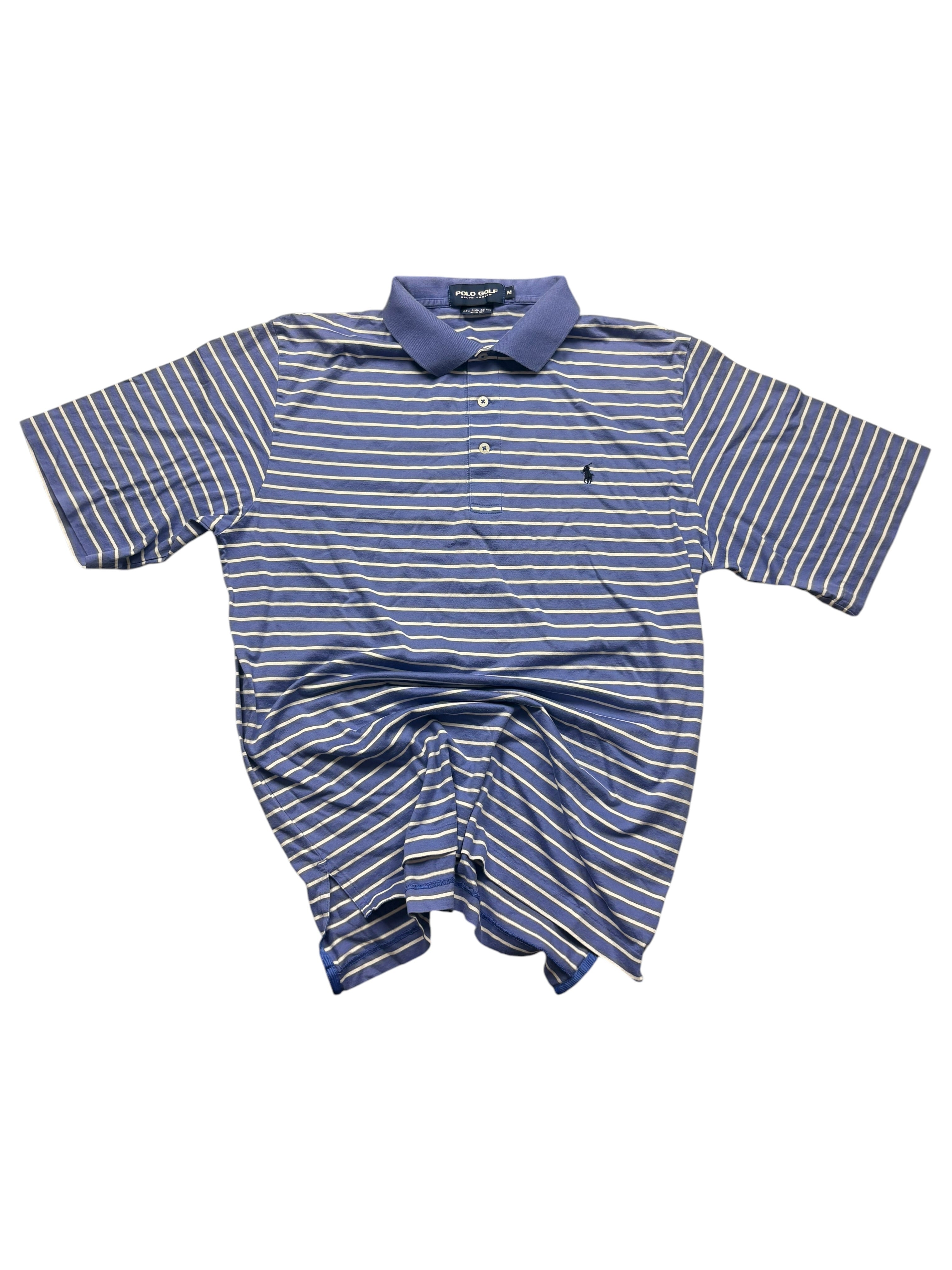 Polo Golf Ralph Lauren Big Pony Vintage Poloshirt gestreift Frontansicht Größe M mit großer Stickerei