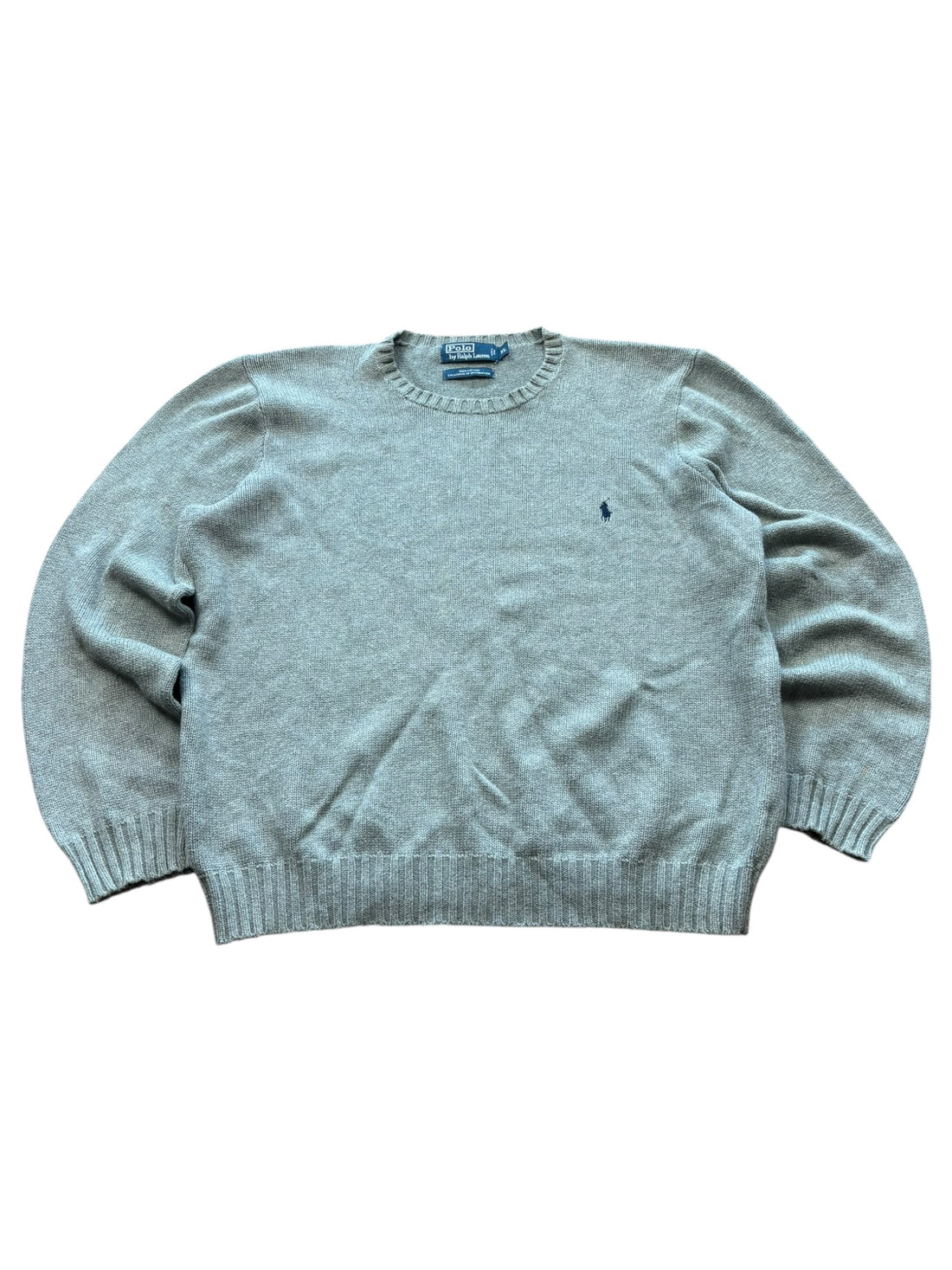 Strickpullover Polo Ralph Lauren – Front – Grau, gesticktes Logo Brust, Rundhalsausschnitt