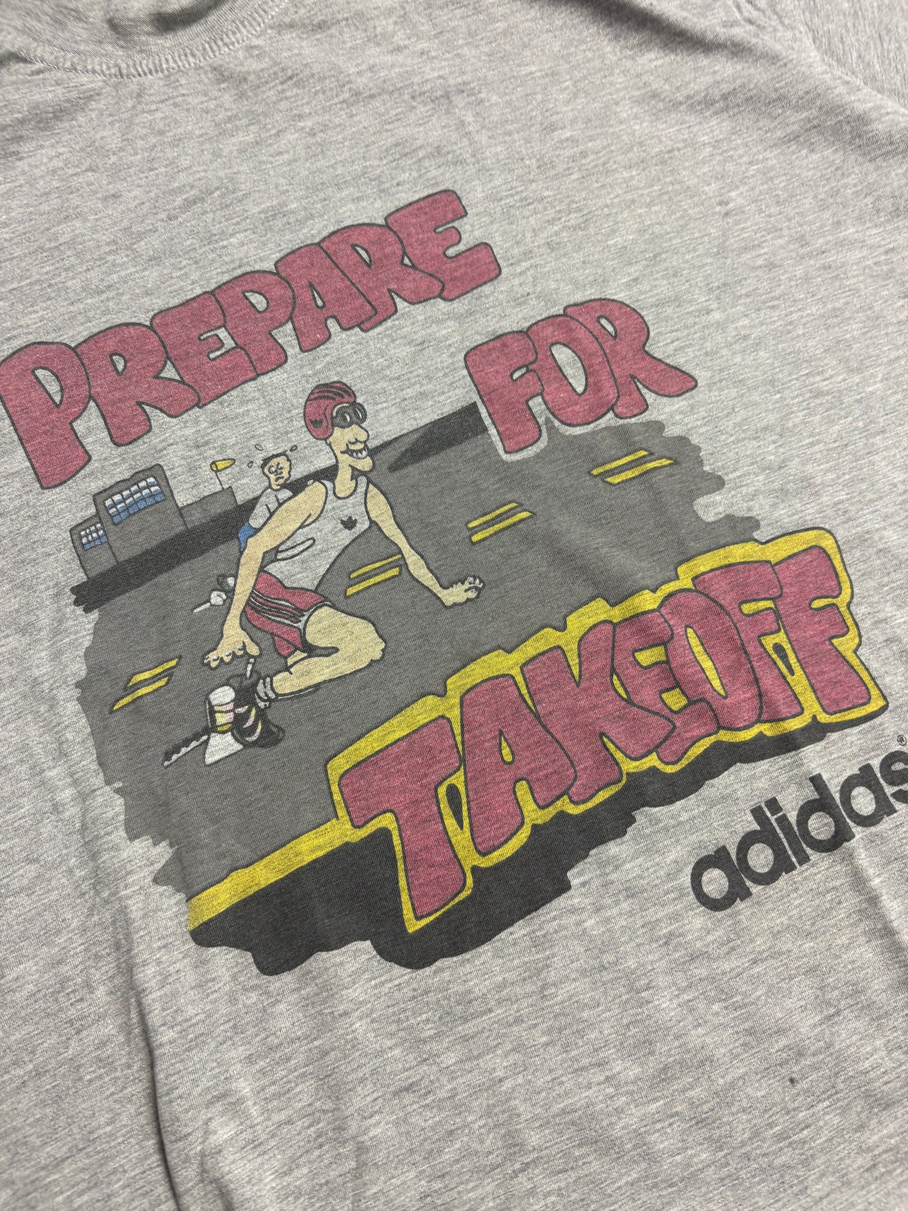 Prepare For Takeoff Frontprint auf grauem Vintage Graphic T-Shirt