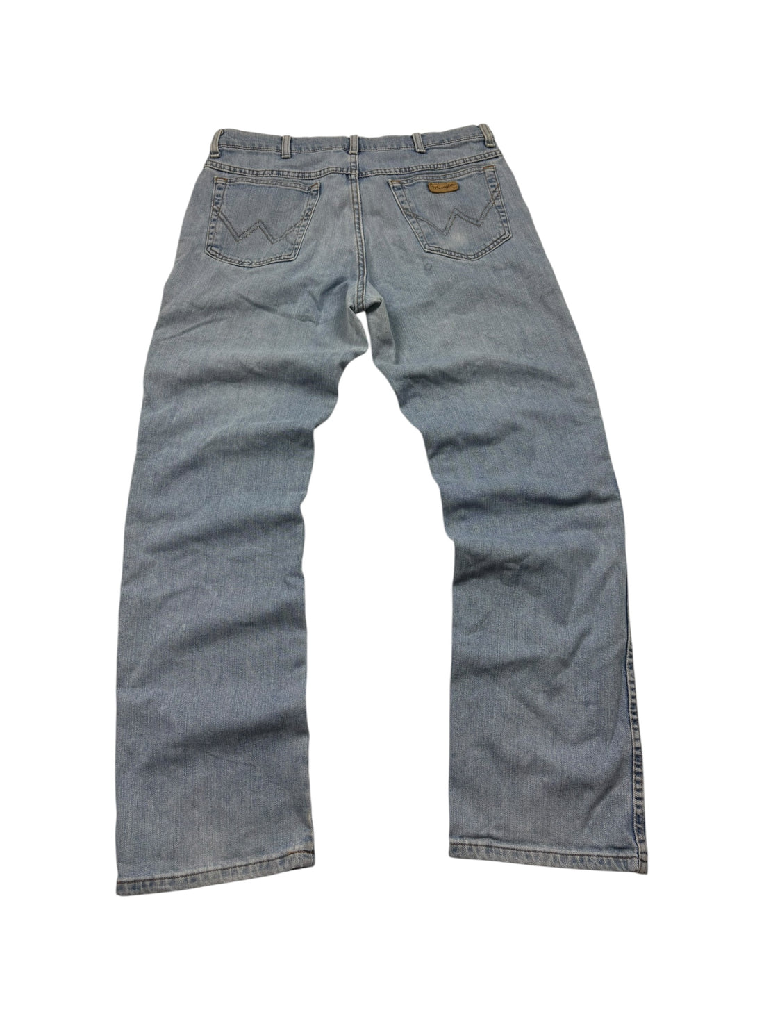 Wrangler Texas Stretch Jeans Hellblau W36/L32 – Rückansicht mit markanter W-Naht