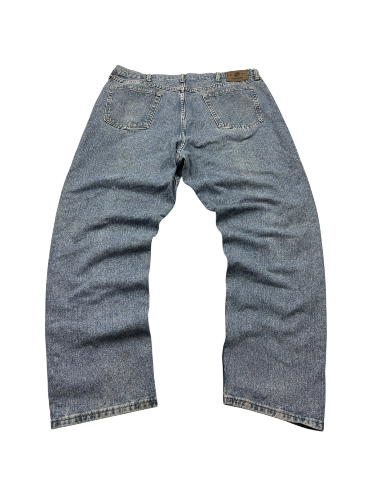 Wrangler Lederpatch Vintage Jeans – Hellblau (W40/L34) - PKeyVintage