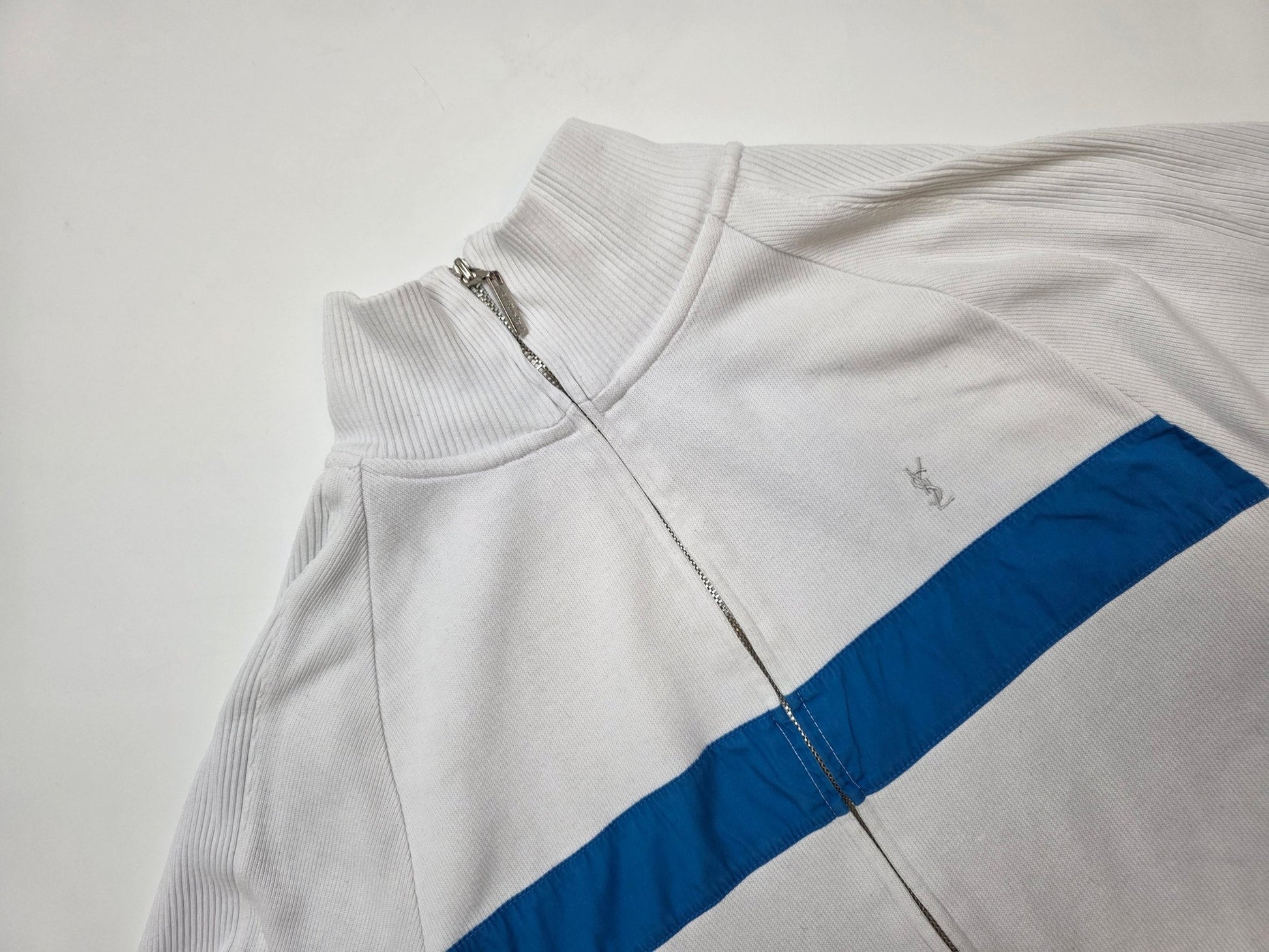 Yves Saint Laurent Strickjacke - Weiß/Blau (L) - PKeyVintage